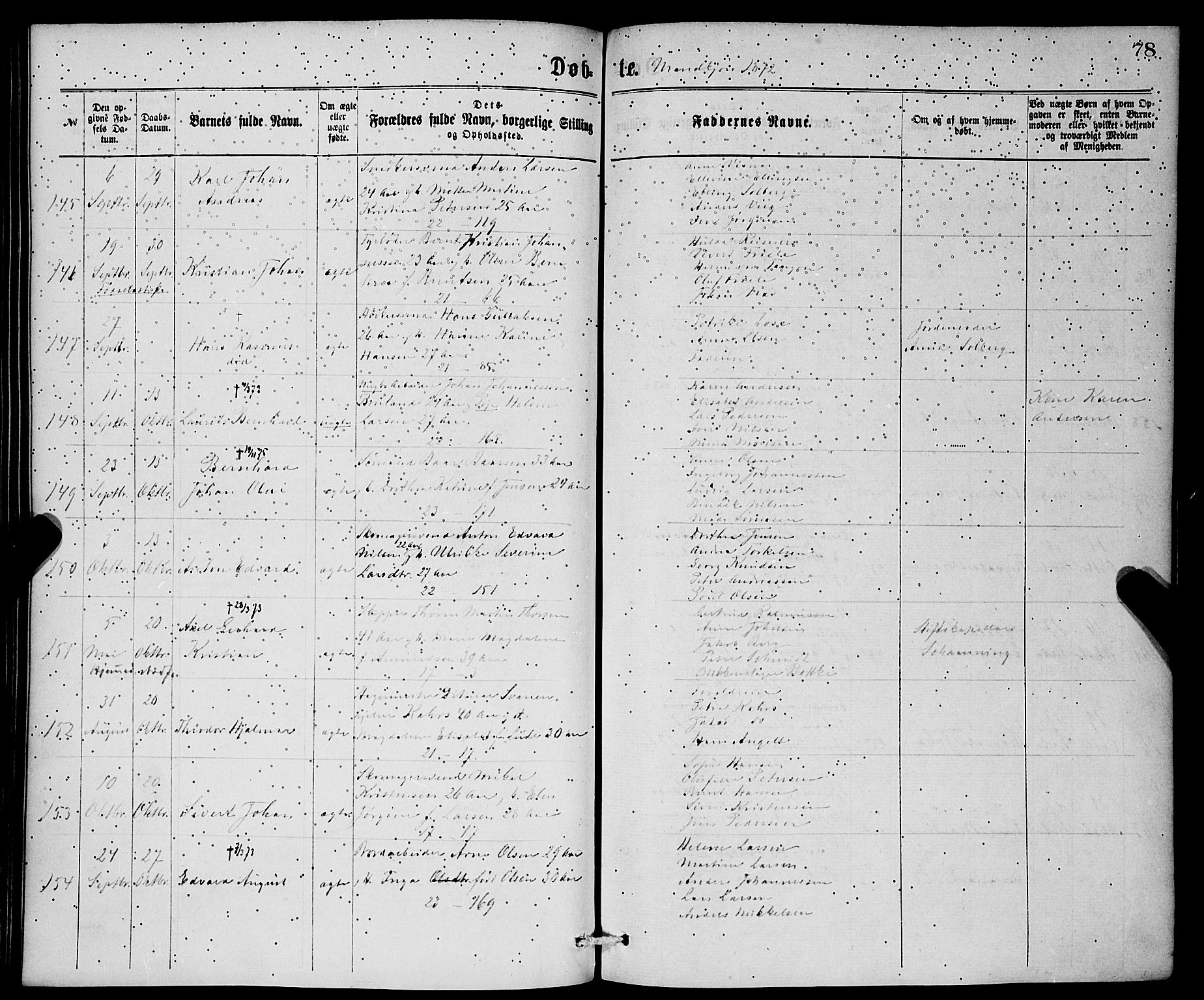 Korskirken sokneprestembete, AV/SAB-A-76101/H/Hab: Parish register (copy) no. B 6, 1869-1874, p. 78