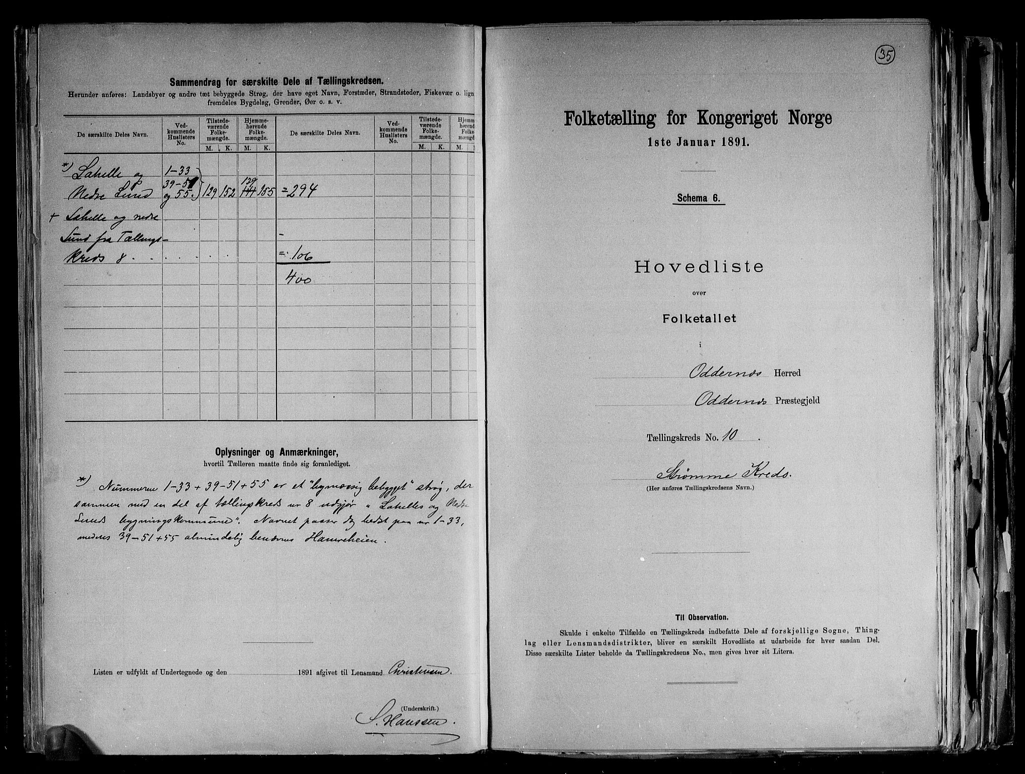 RA, 1891 census for 1012 Oddernes, 1891, p. 23