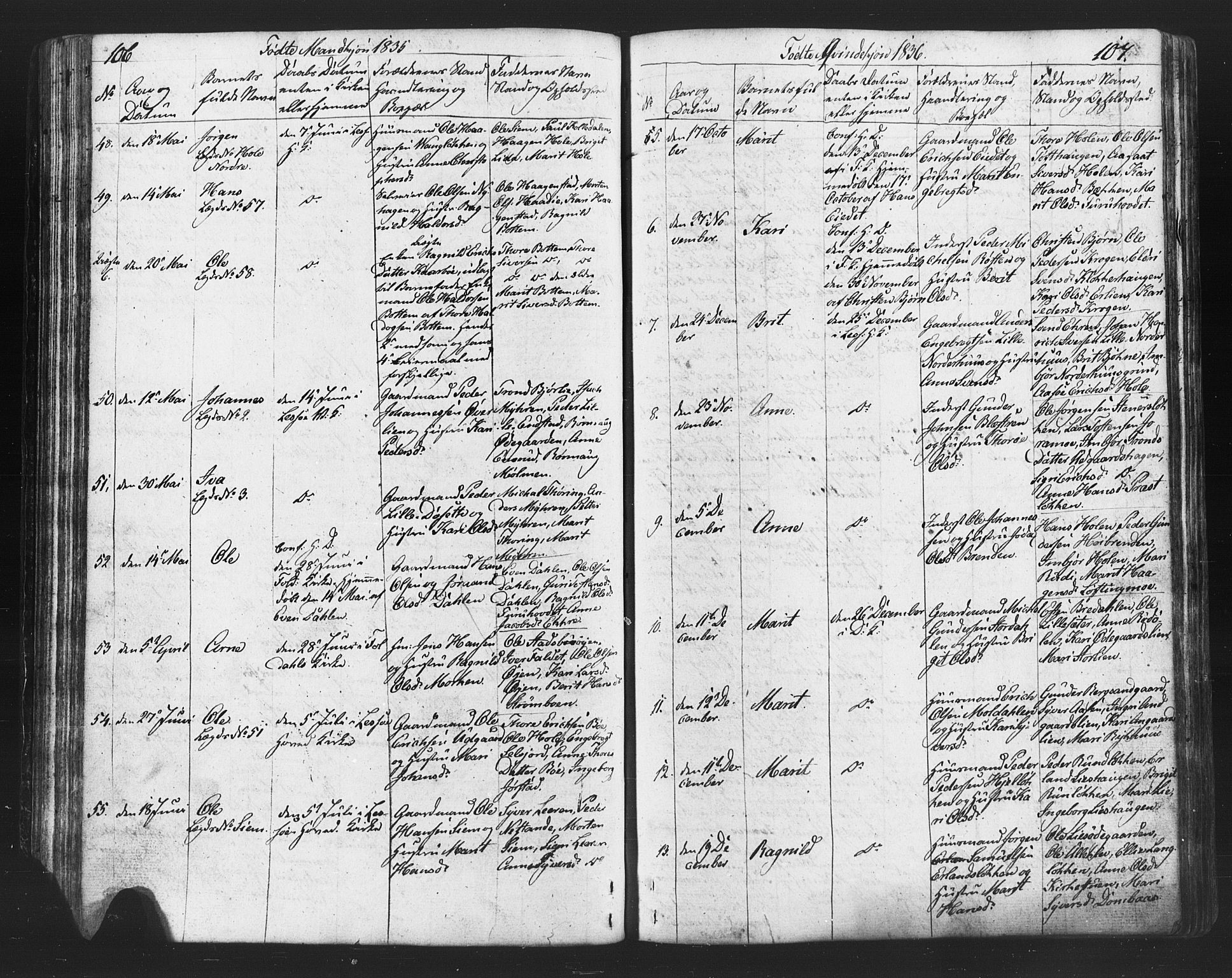 Lesja prestekontor, SAH/PREST-068/H/Ha/Hab/L0002: Parish register (copy) no. 2, 1832-1850, p. 106-107