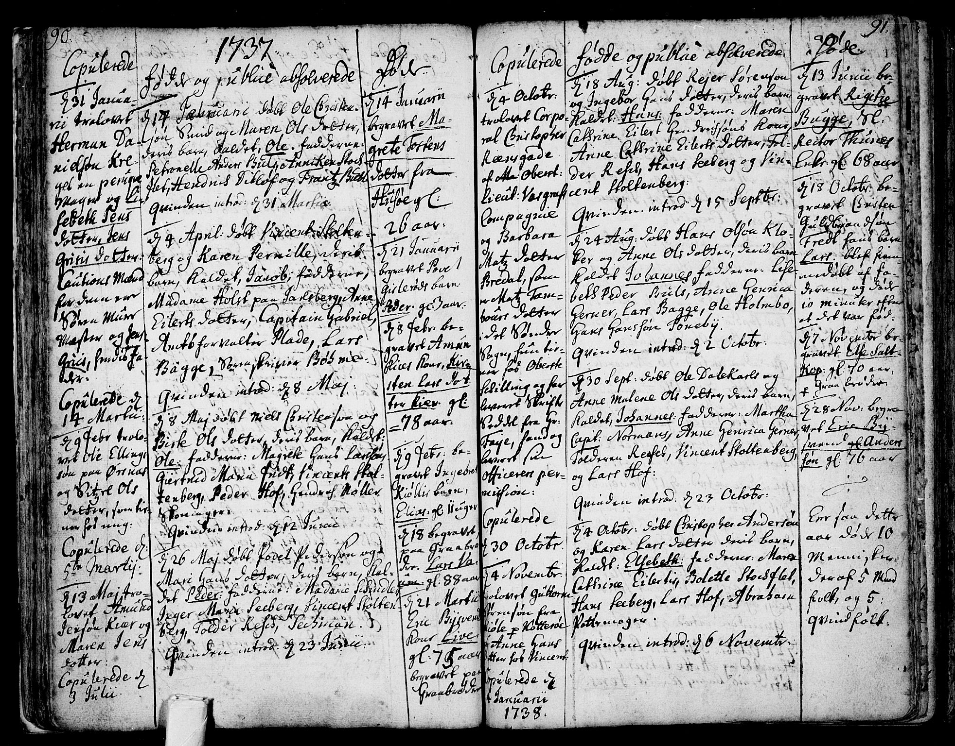 Tønsberg kirkebøker, AV/SAKO-A-330/F/Fb/L0001: Parish register (official) no. II 1, 1690-1796, p. 90-91