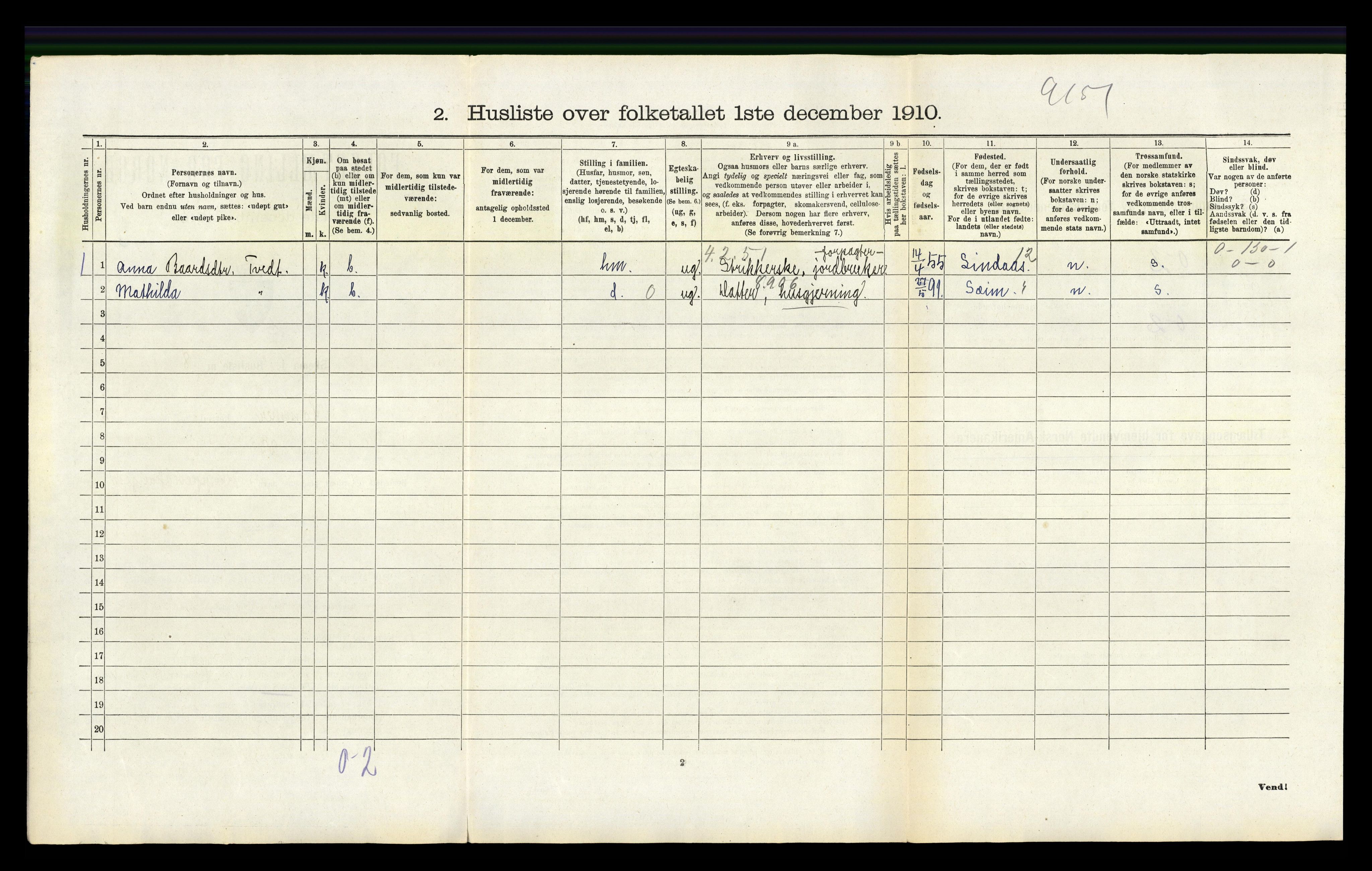RA, 1910 census for Hamre, 1910, p. 317
