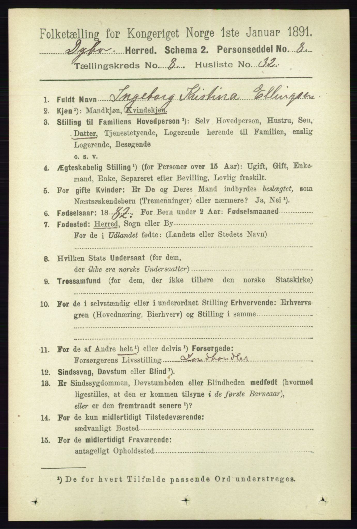 RA, 1891 census for 0915 Dypvåg, 1891, p. 2910