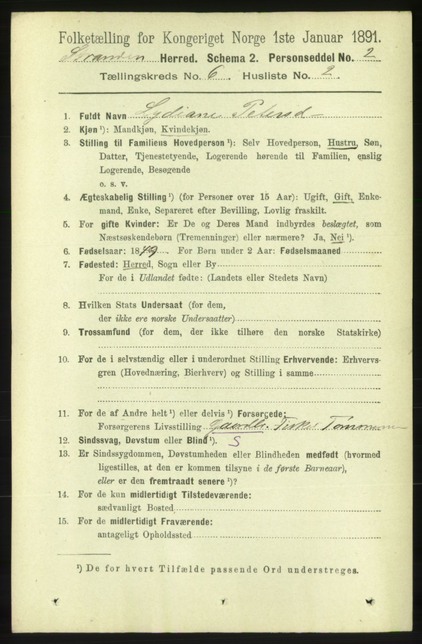 RA, 1891 census for 1525 Stranda, 1891, p. 1221