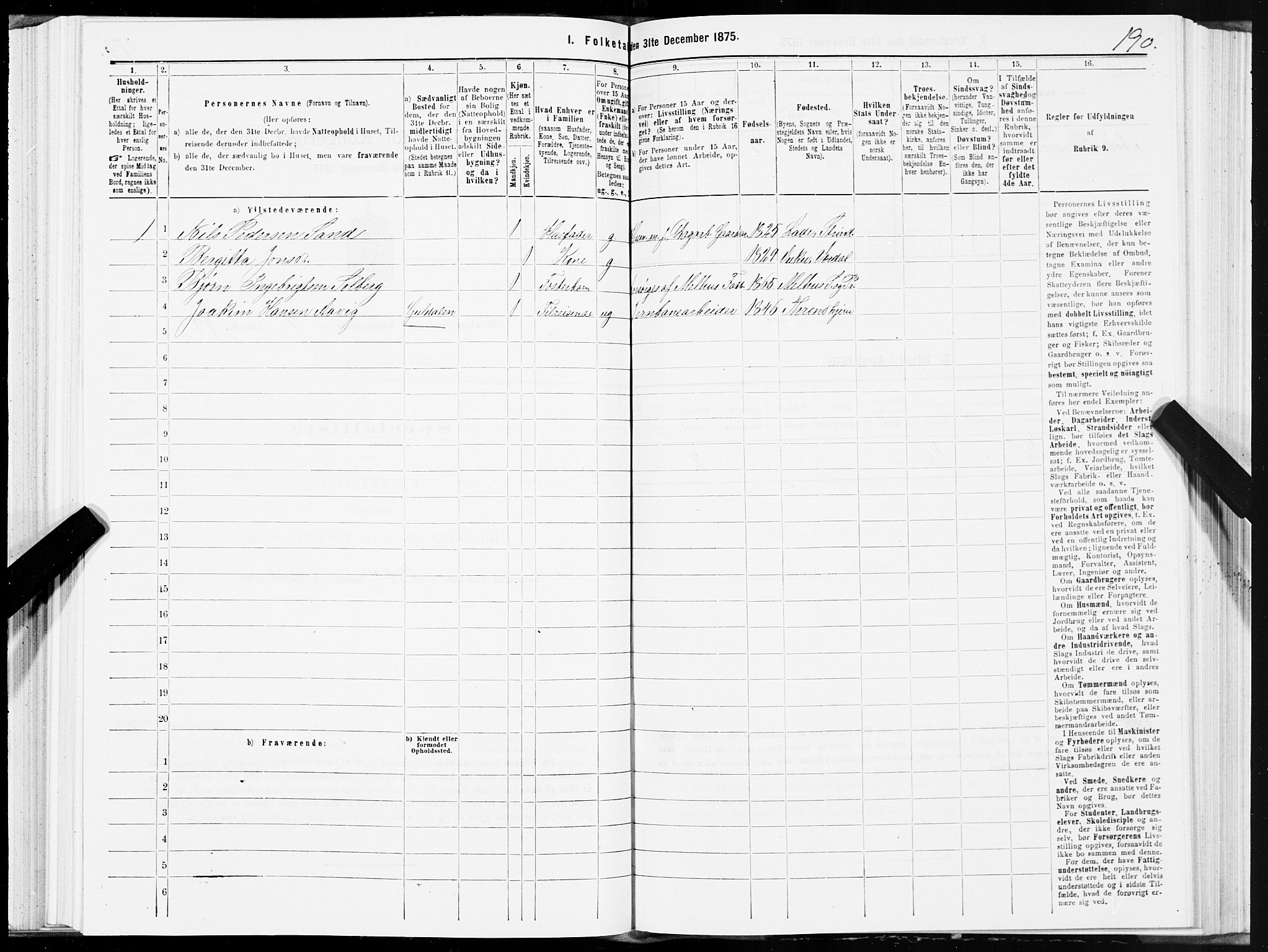 SAT, 1875 census for 1660P Strinda, 1875, p. 2190