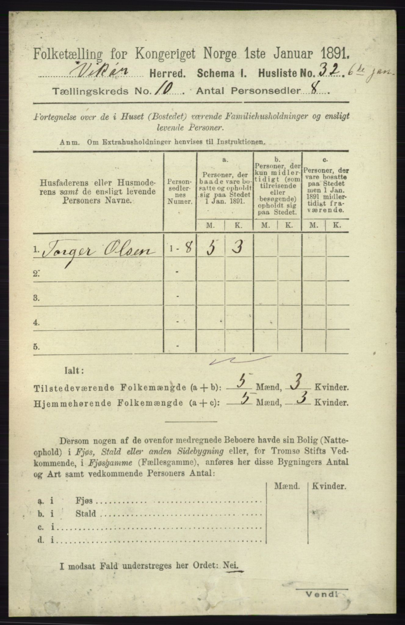 RA, 1891 census for 1238 Vikør, 1891, p. 2933