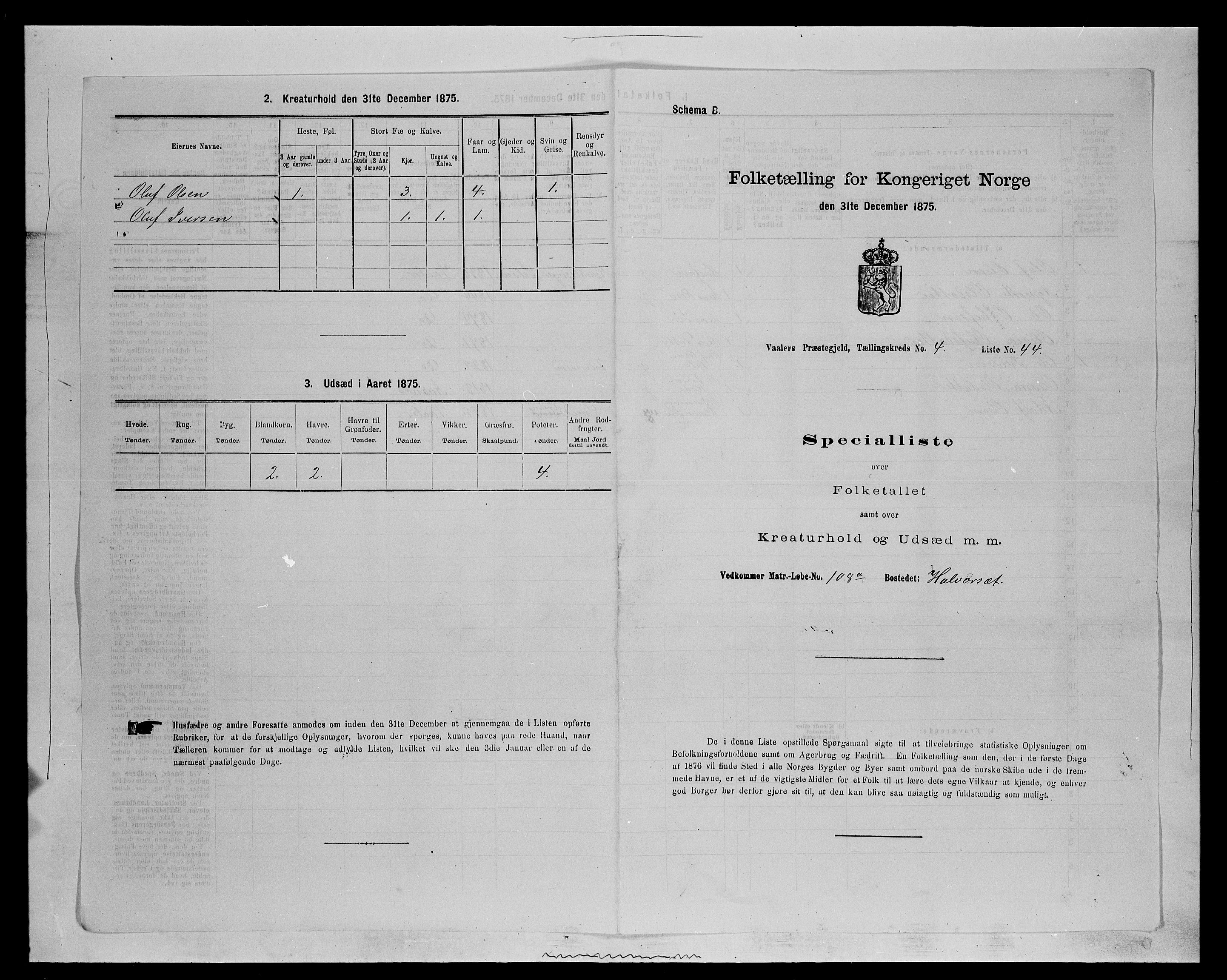 SAH, 1875 census for 0426P Våler parish (Hedmark), 1875, p. 581