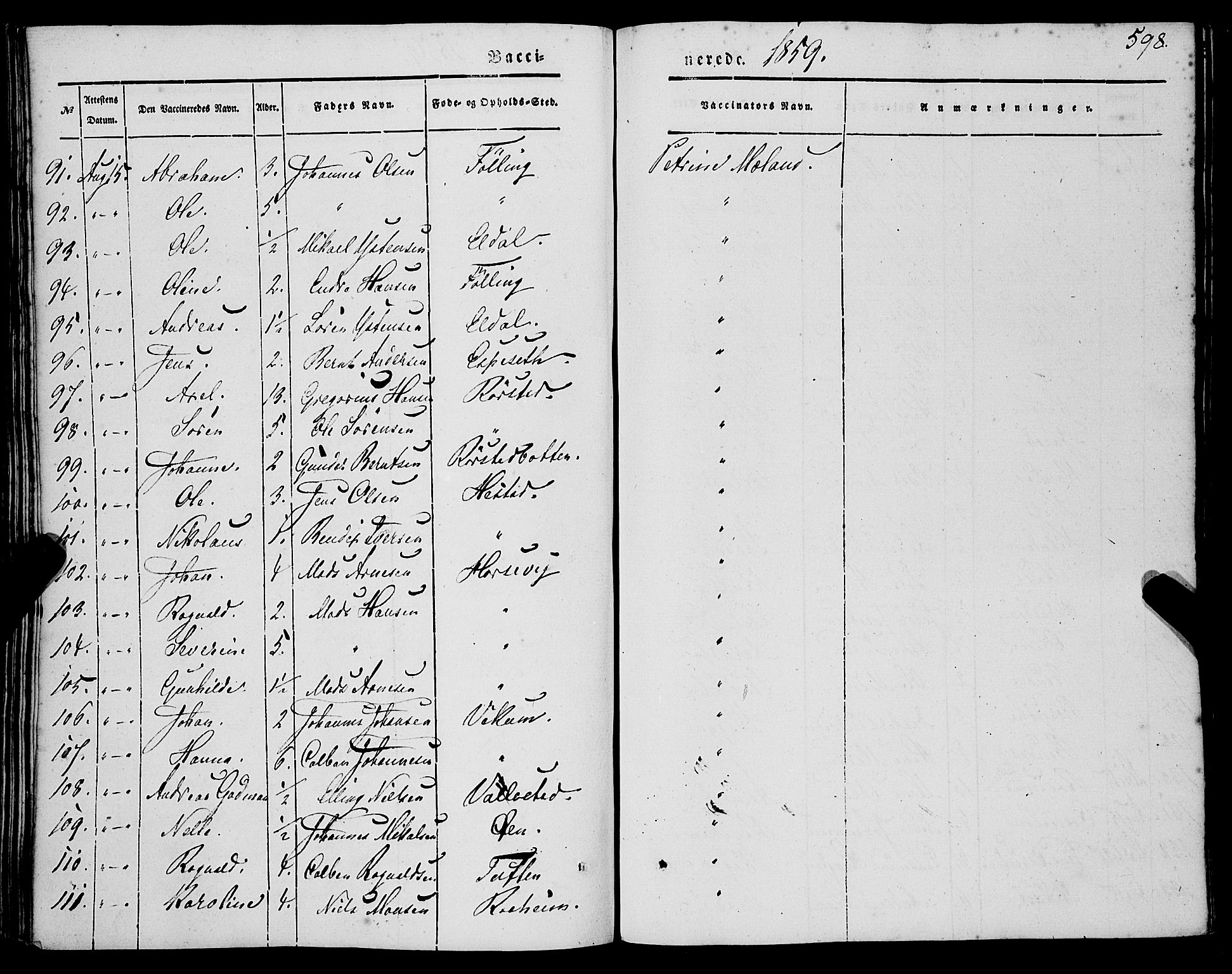 Gaular sokneprestembete, AV/SAB-A-80001/H/Haa: Parish register (official) no. A 4II, 1841-1859, p. 598