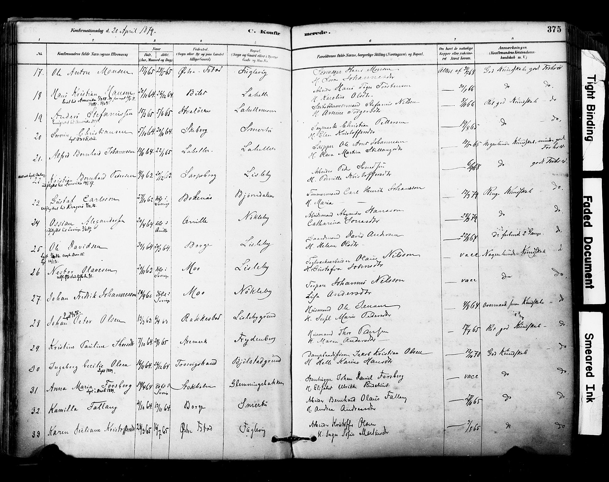 Glemmen prestekontor Kirkebøker, SAO/A-10908/F/Fa/L0011: Parish register (official) no. 11, 1878-1917, p. 375
