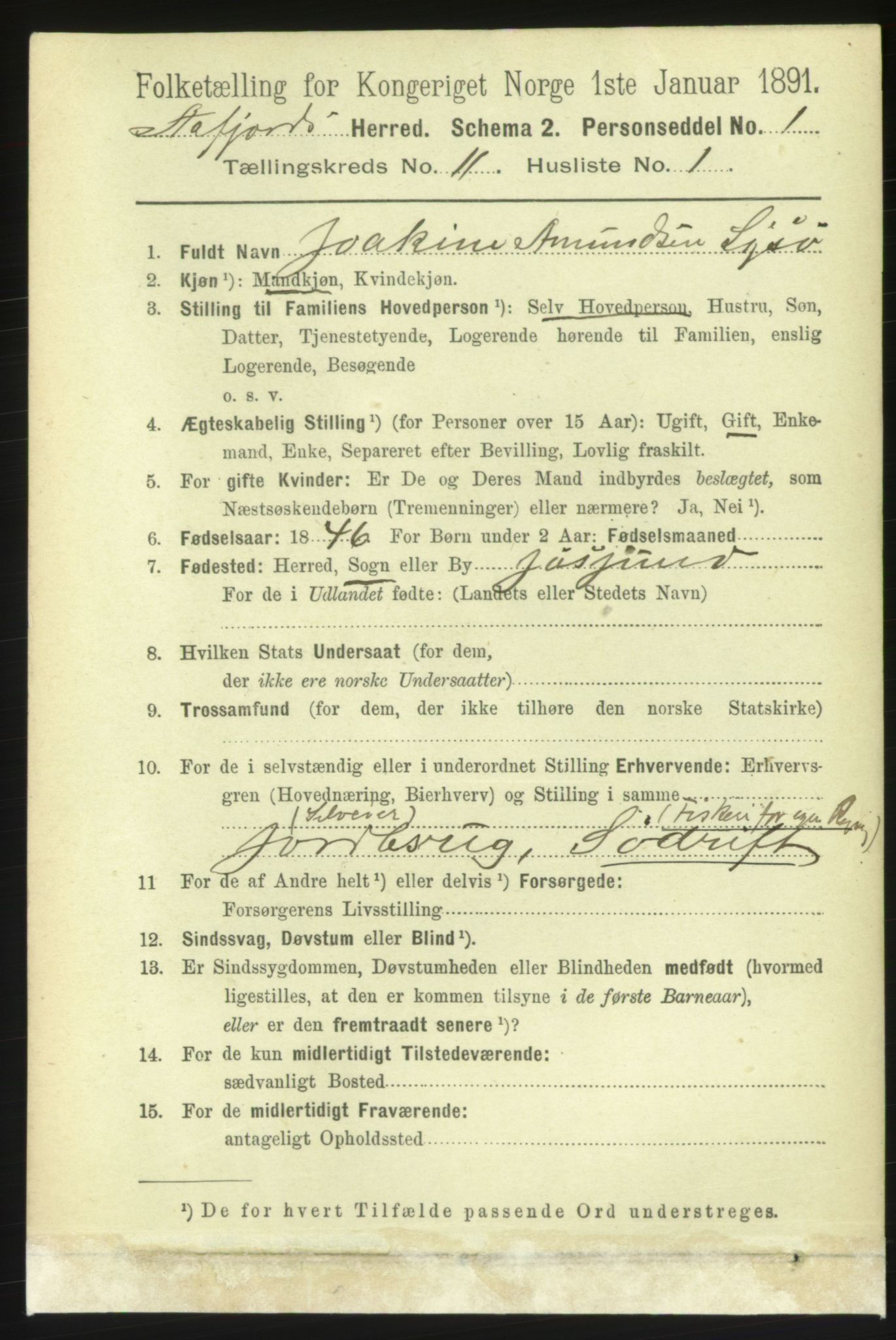 RA, 1891 census for 1630 Åfjord, 1891, p. 3303