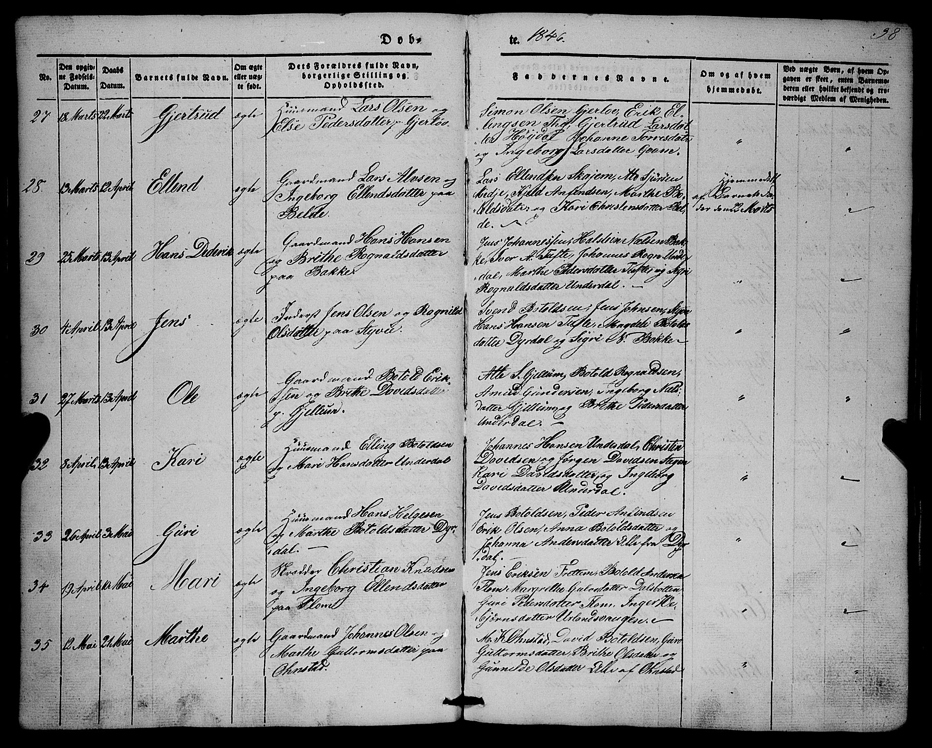 Aurland sokneprestembete, AV/SAB-A-99937/H/Ha/Haa/L0007: Parish register (official) no. A 7, 1842-1853, p. 38
