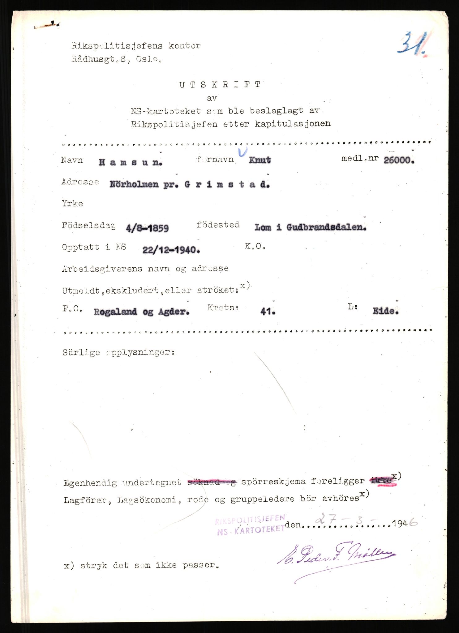 Landssvikarkivet, Arendal politikammer, RA/S-3138-25/D/Dc/L0029: Anr. 192/45, 1945-1951, p. 334