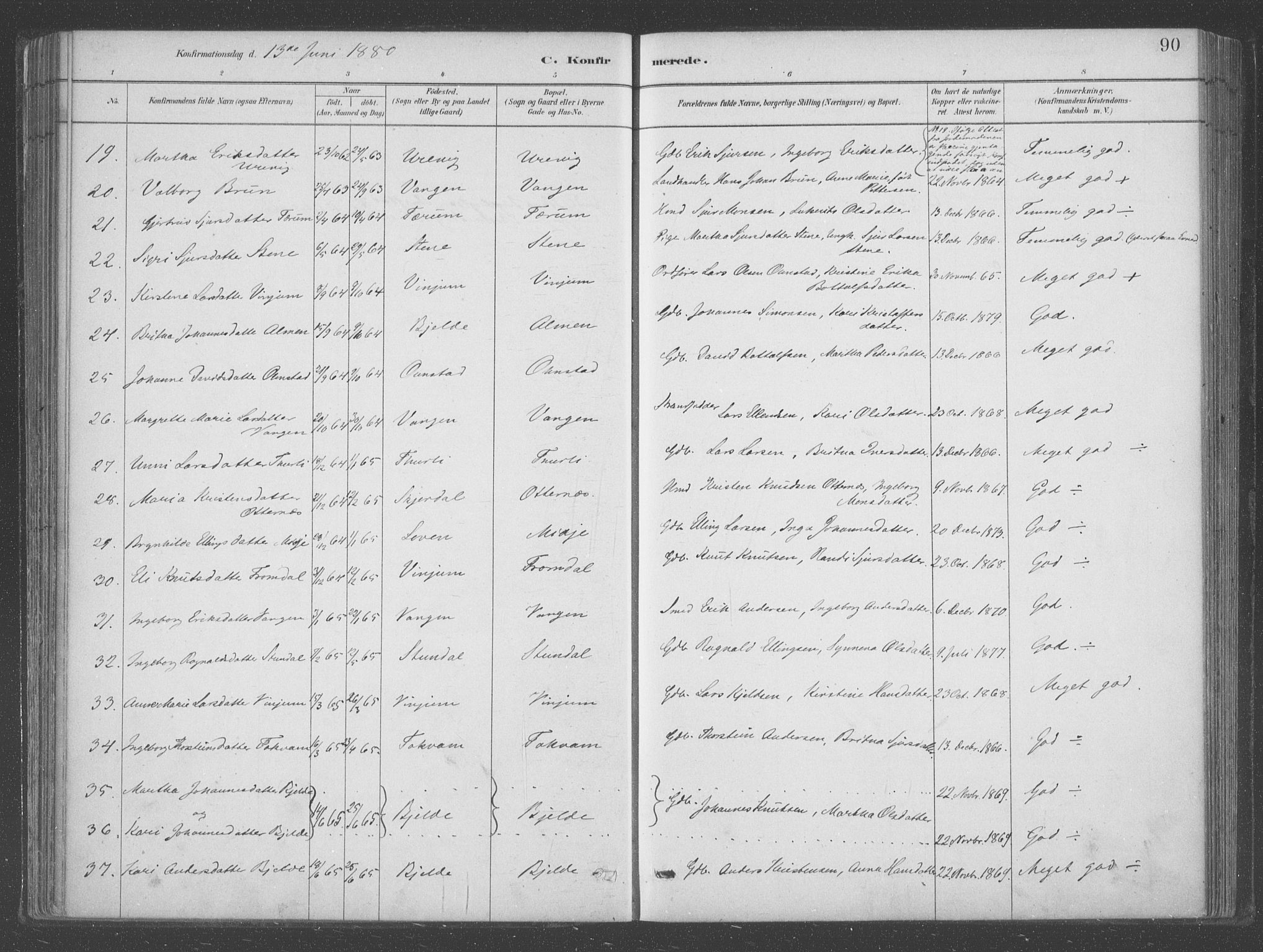 Aurland sokneprestembete, AV/SAB-A-99937/H/Ha/Hab/L0001: Parish register (official) no. B  1, 1880-1909, p. 90