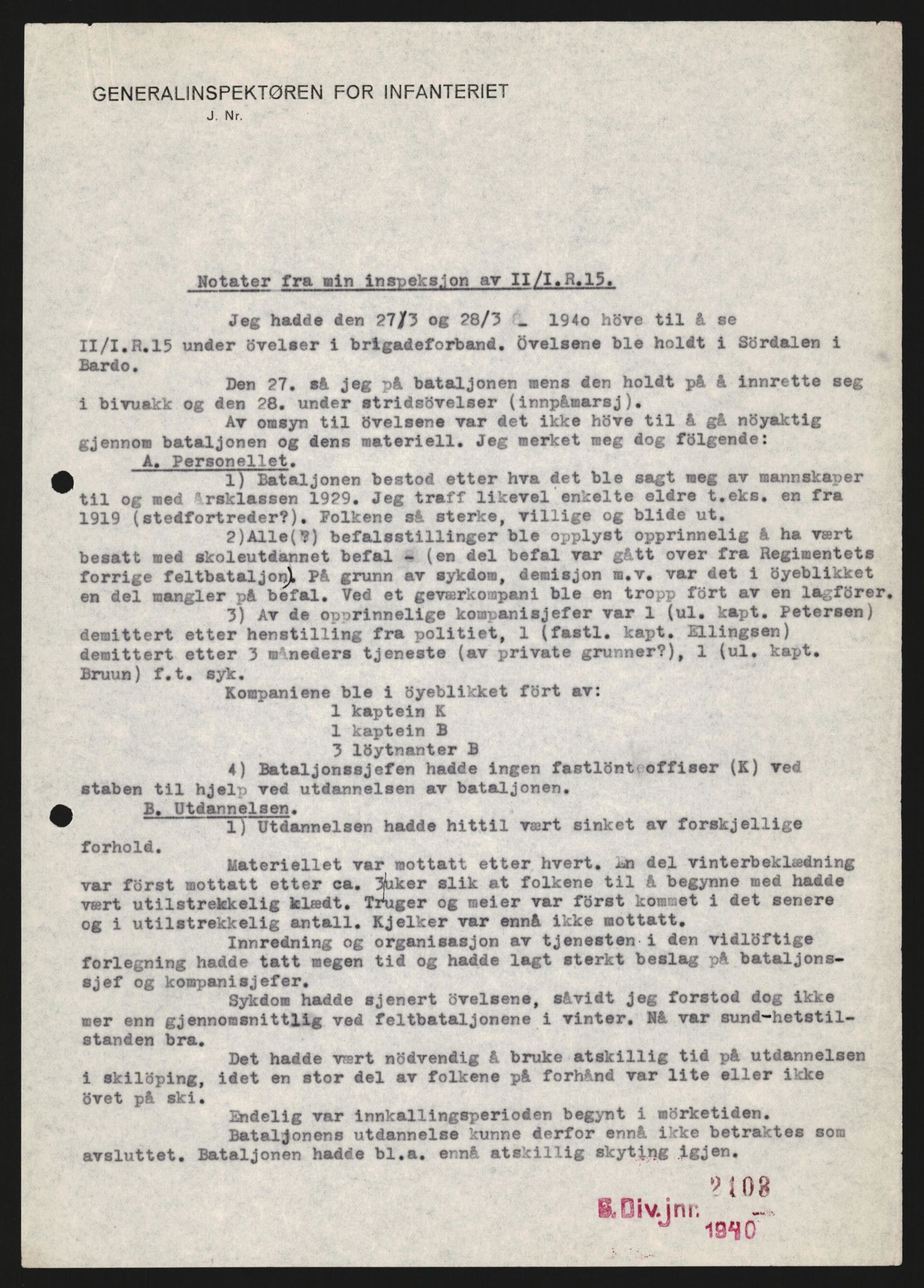 Forsvaret, Forsvarets krigshistoriske avdeling, AV/RA-RAFA-2017/Y/Yb/L0123: II-C-11-600  -  6. Divisjon med avdelinger, 1940, p. 105