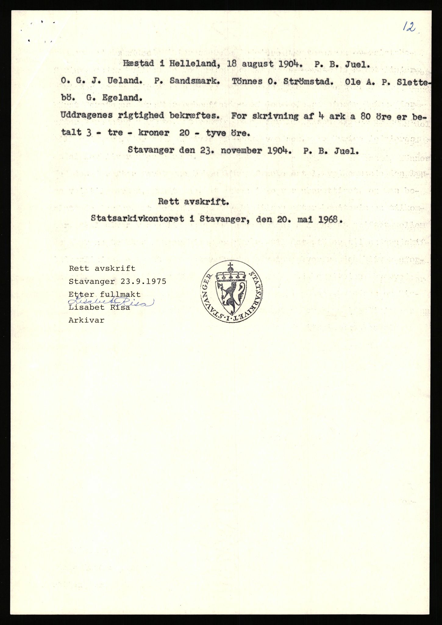 Statsarkivet i Stavanger, SAST/A-101971/03/Y/Yj/L0041: Avskrifter sortert etter gårdsnavn: Hustveit i Vikedal - Høivik indre, 1750-1930, p. 275