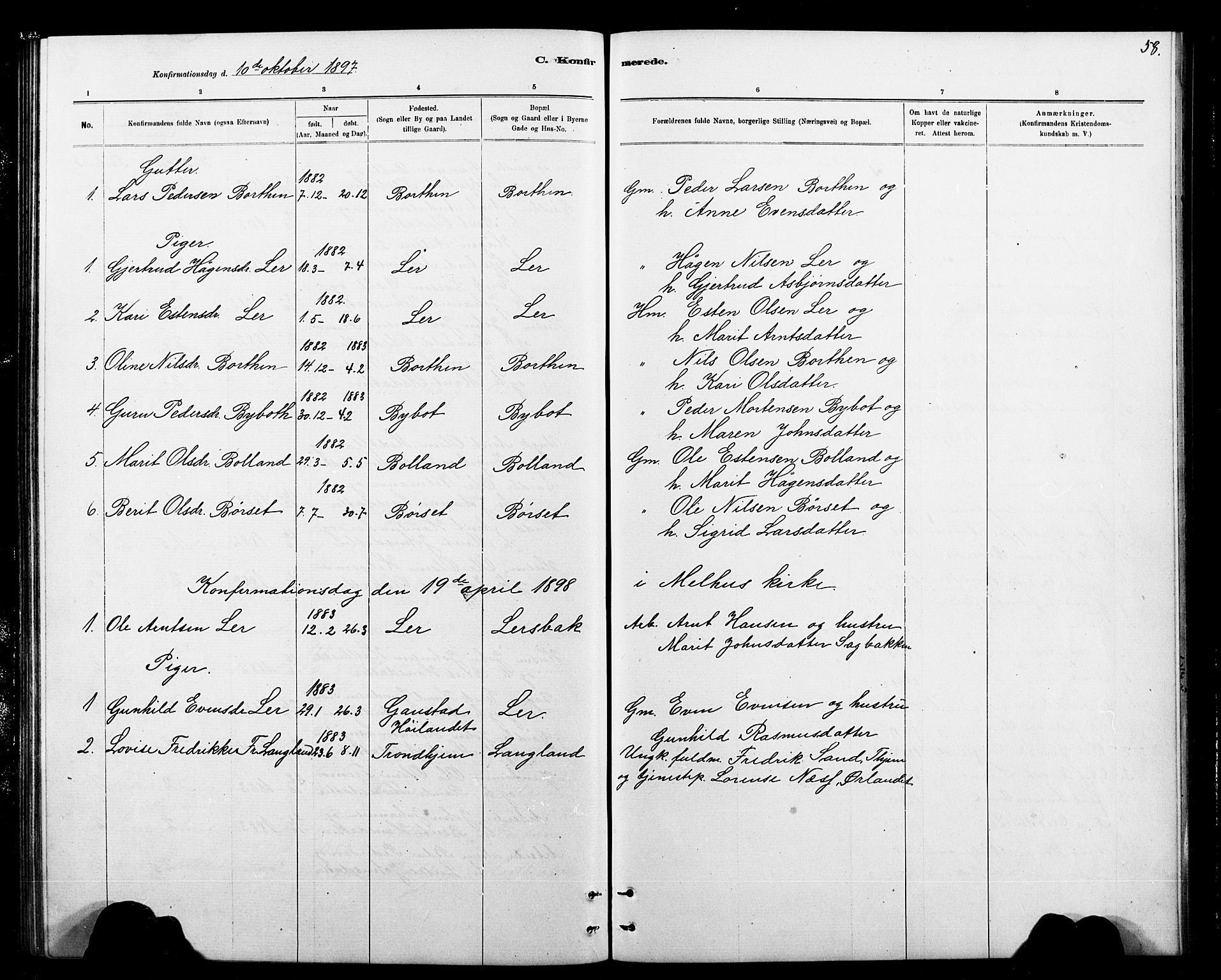 Ministerialprotokoller, klokkerbøker og fødselsregistre - Sør-Trøndelag, SAT/A-1456/693/L1123: Parish register (copy) no. 693C04, 1887-1910, p. 58