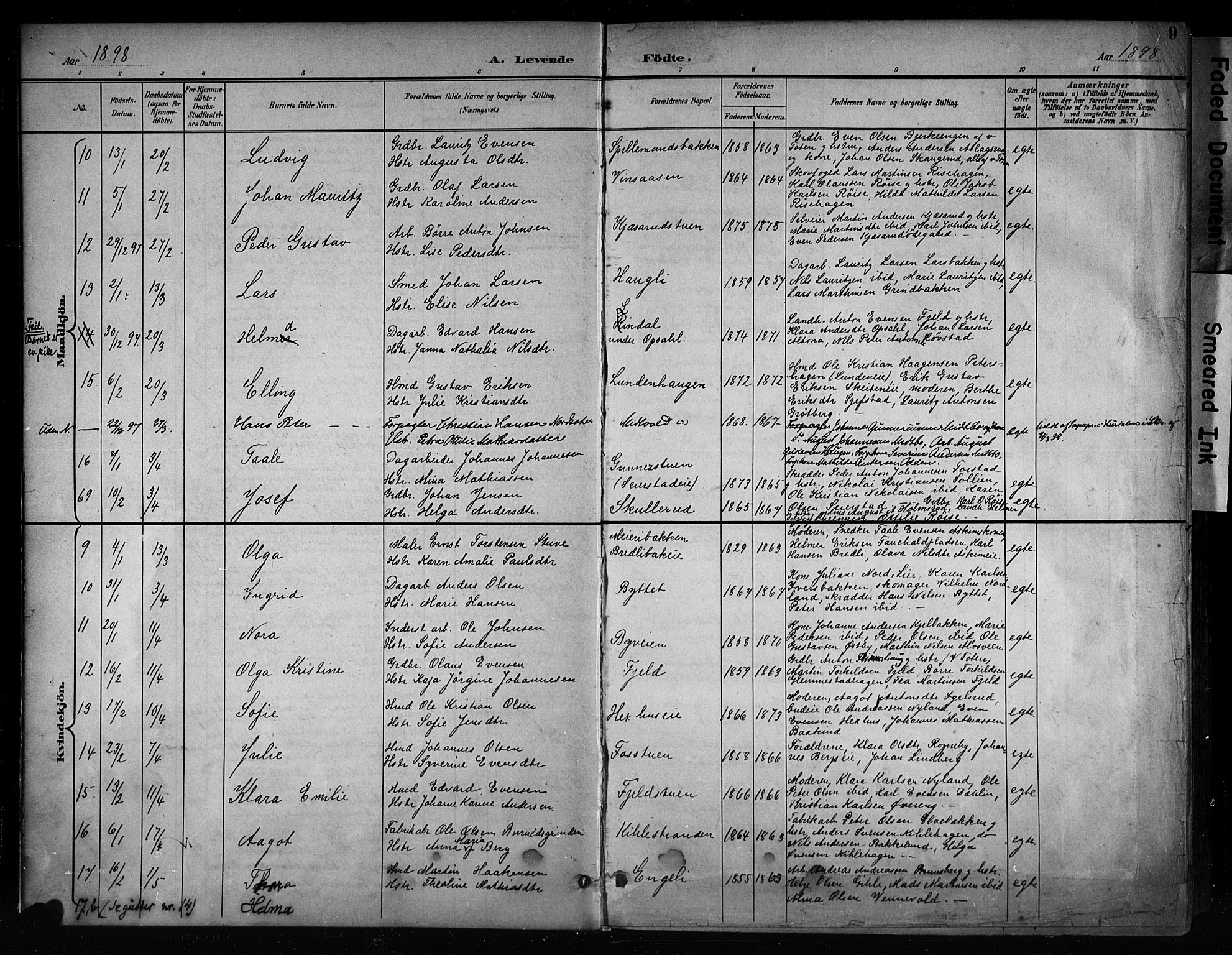 Østre Toten prestekontor, AV/SAH-PREST-104/H/Ha/Haa/L0008: Parish register (official) no. 8, 1897-1909, p. 9