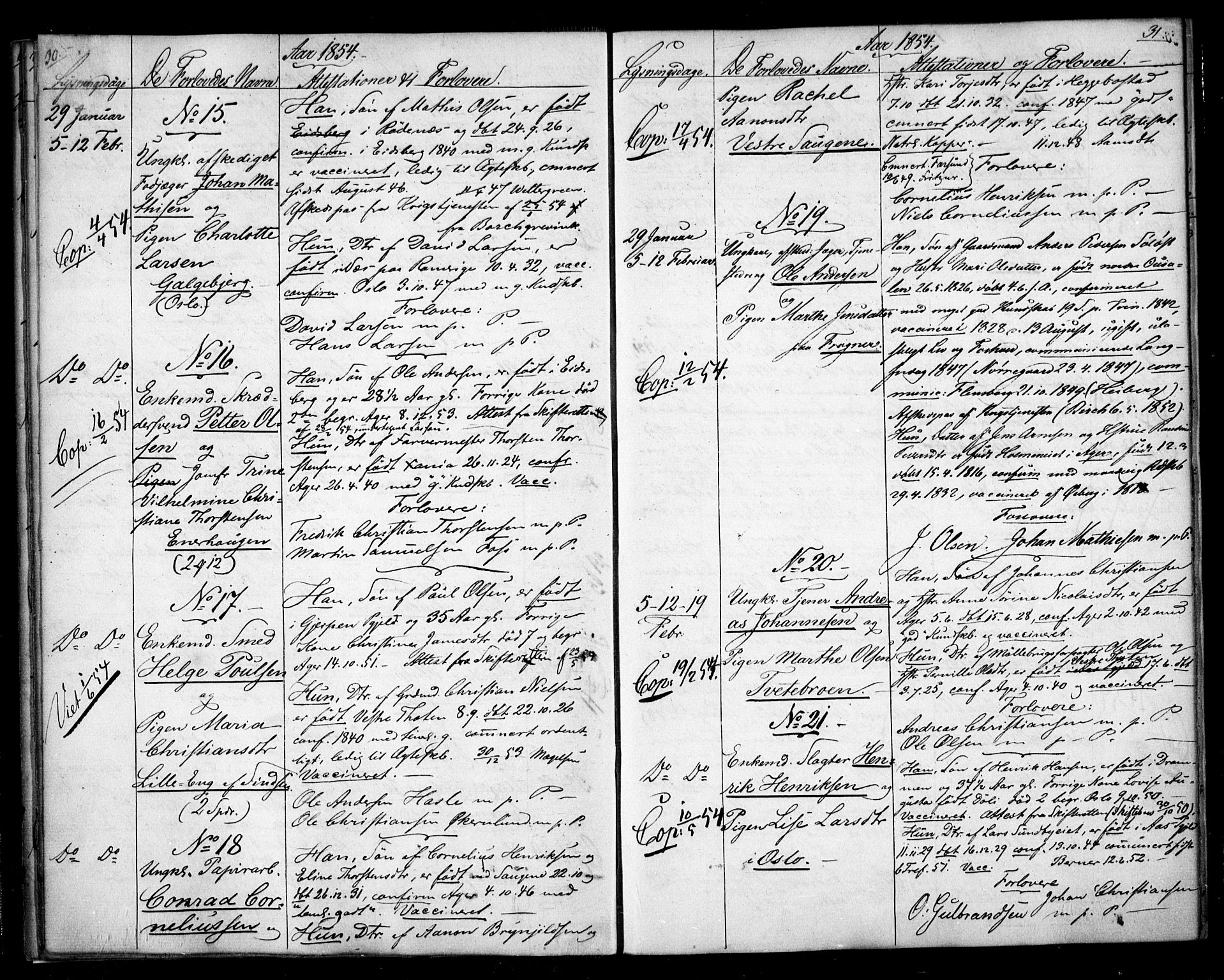 Aker prestekontor kirkebøker, AV/SAO-A-10861/H/L0005: Banns register no. 5, 1853-1864, p. 30-31