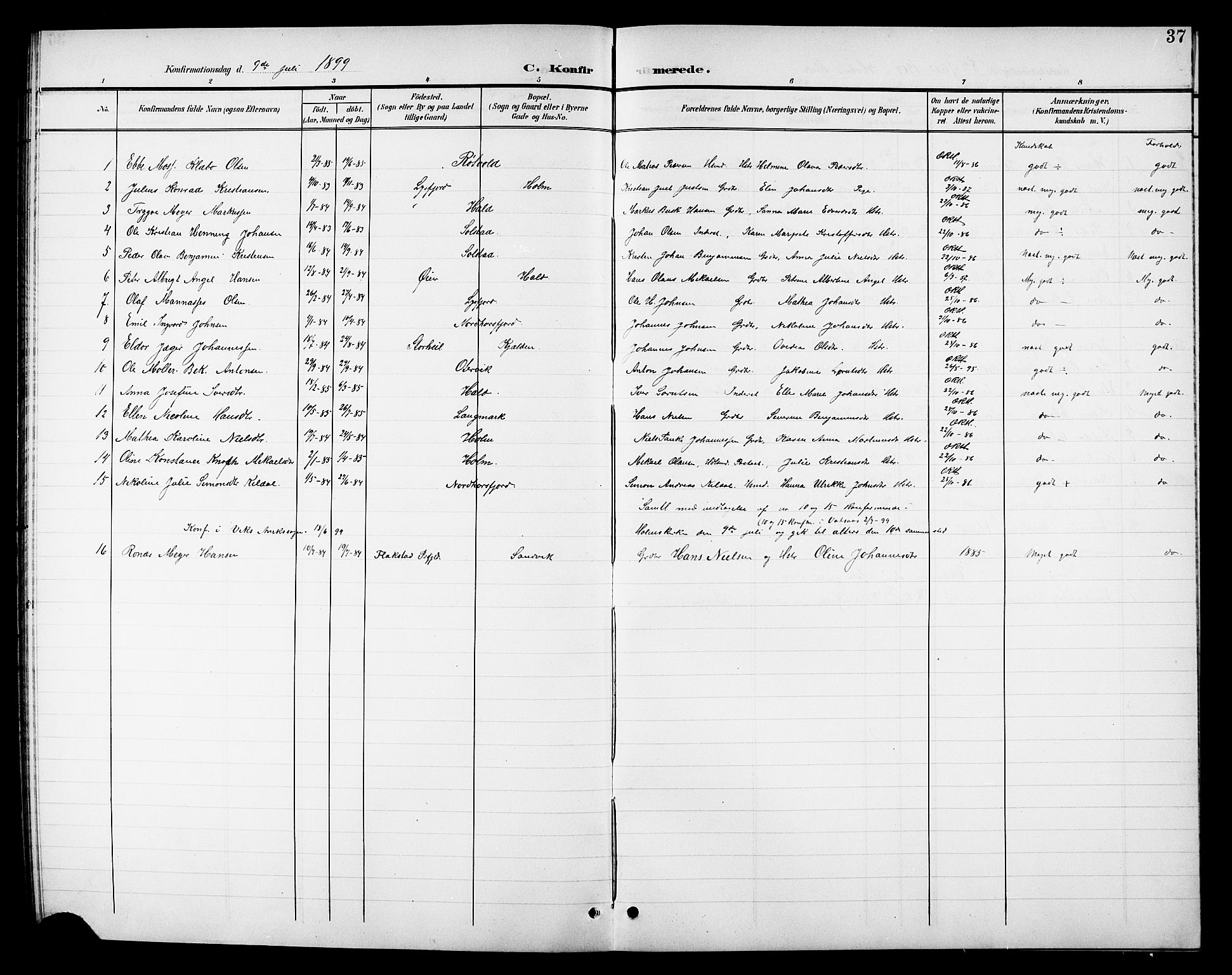 Ministerialprotokoller, klokkerbøker og fødselsregistre - Nordland, AV/SAT-A-1459/811/L0170: Parish register (copy) no. 811C02, 1896-1908, p. 37