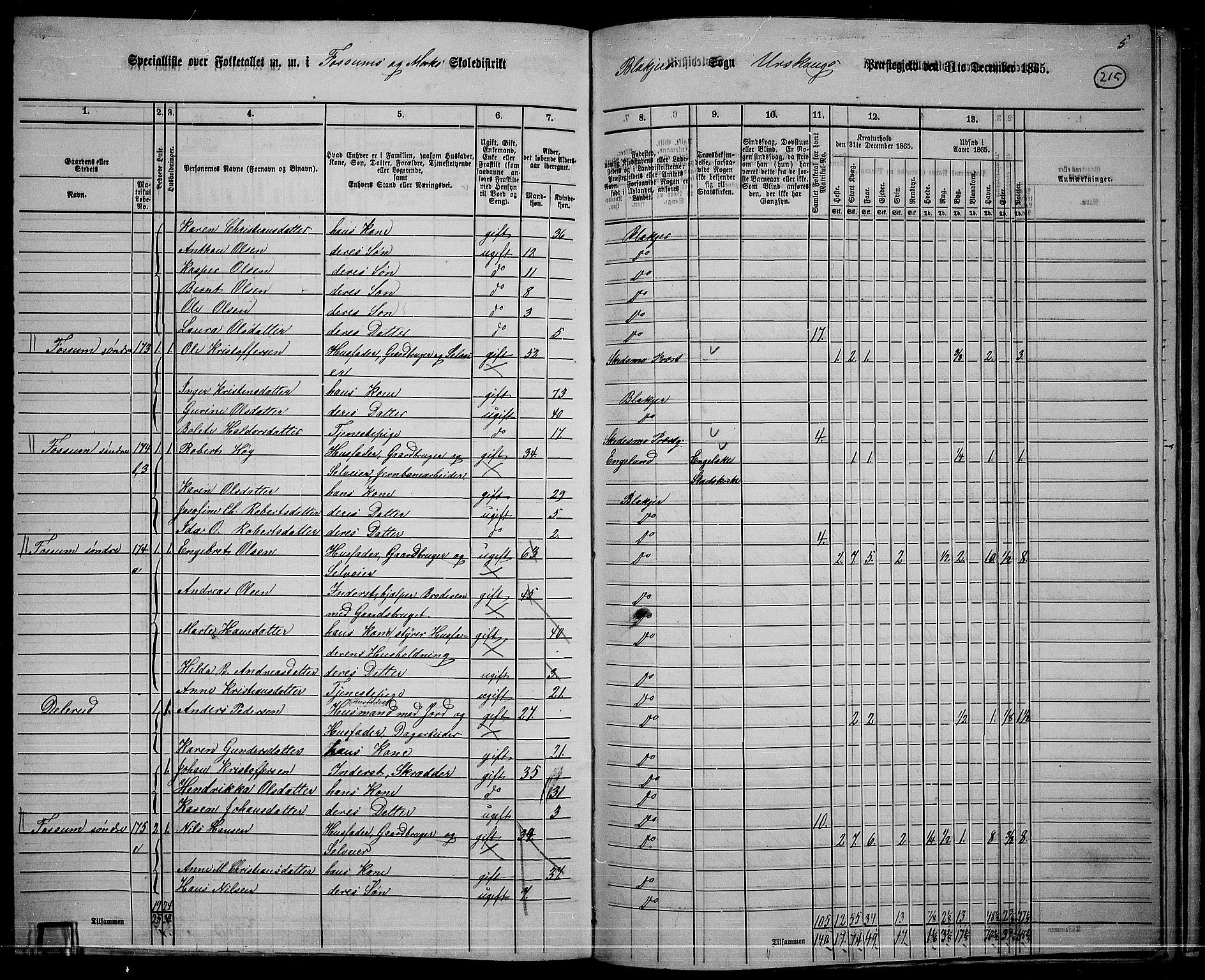 RA, 1865 census for Aurskog, 1865, p. 194