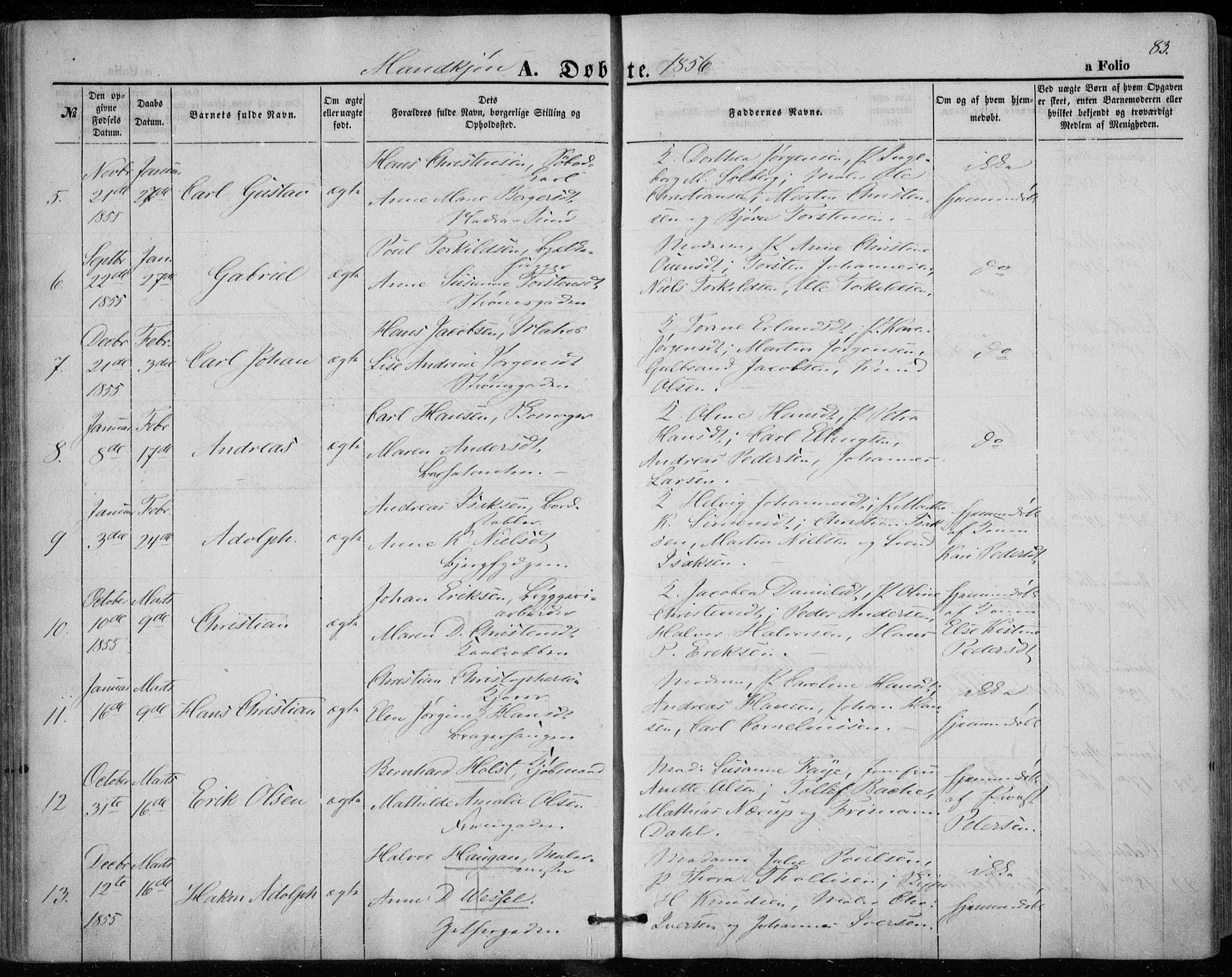 Bragernes kirkebøker, AV/SAKO-A-6/F/Fb/L0002: Parish register (official) no. II 2, 1848-1859, p. 83