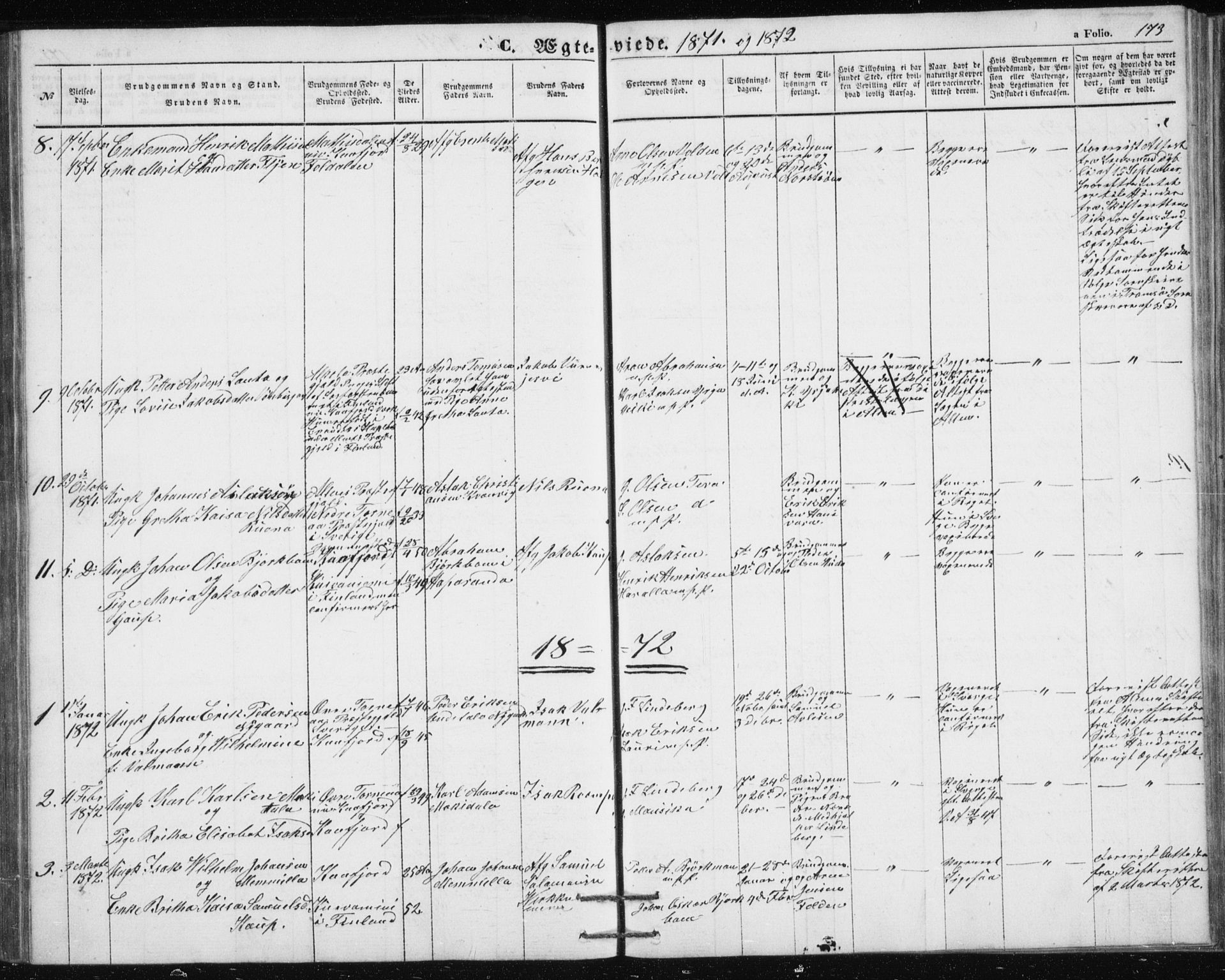 Alta sokneprestkontor, SATØ/S-1338/H/Hb/L0002.klokk: Parish register (copy) no. 2, 1856-1880, p. 173