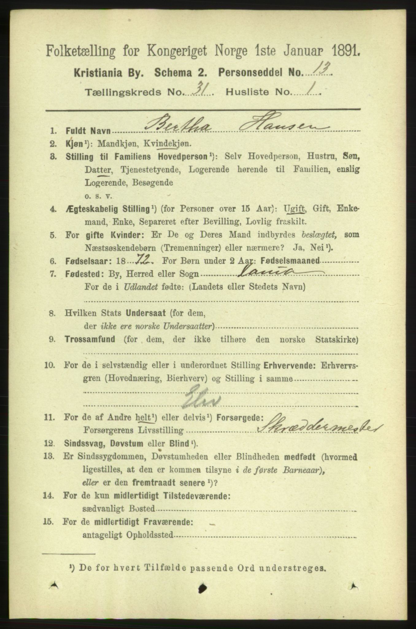 RA, 1891 census for 0301 Kristiania, 1891, p. 15923