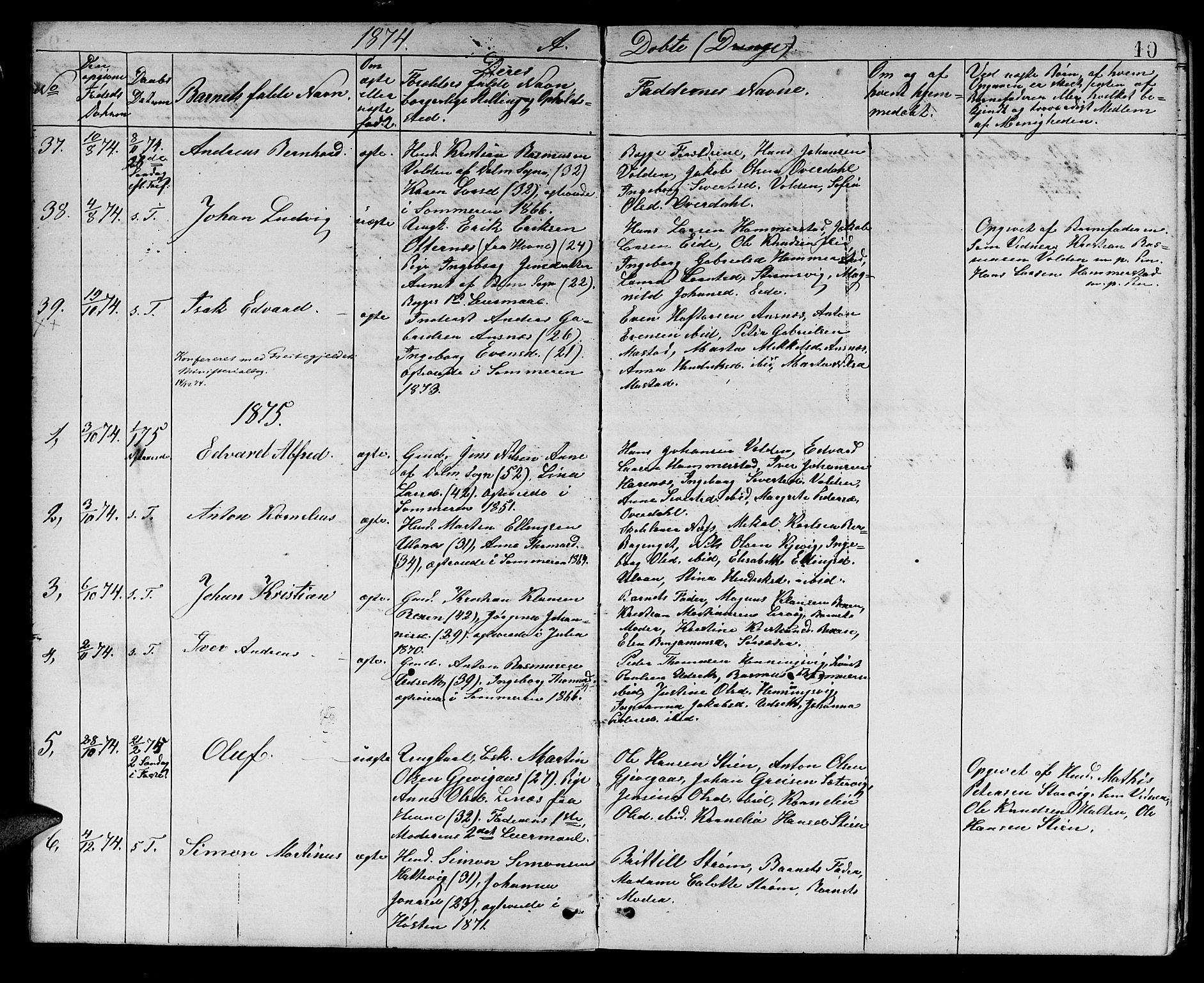 Ministerialprotokoller, klokkerbøker og fødselsregistre - Sør-Trøndelag, SAT/A-1456/637/L0561: Parish register (copy) no. 637C02, 1873-1882, p. 10