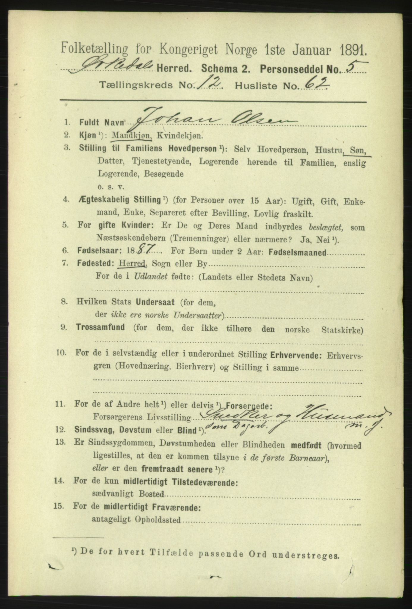 RA, 1891 census for 1638 Orkdal, 1891, p. 5929