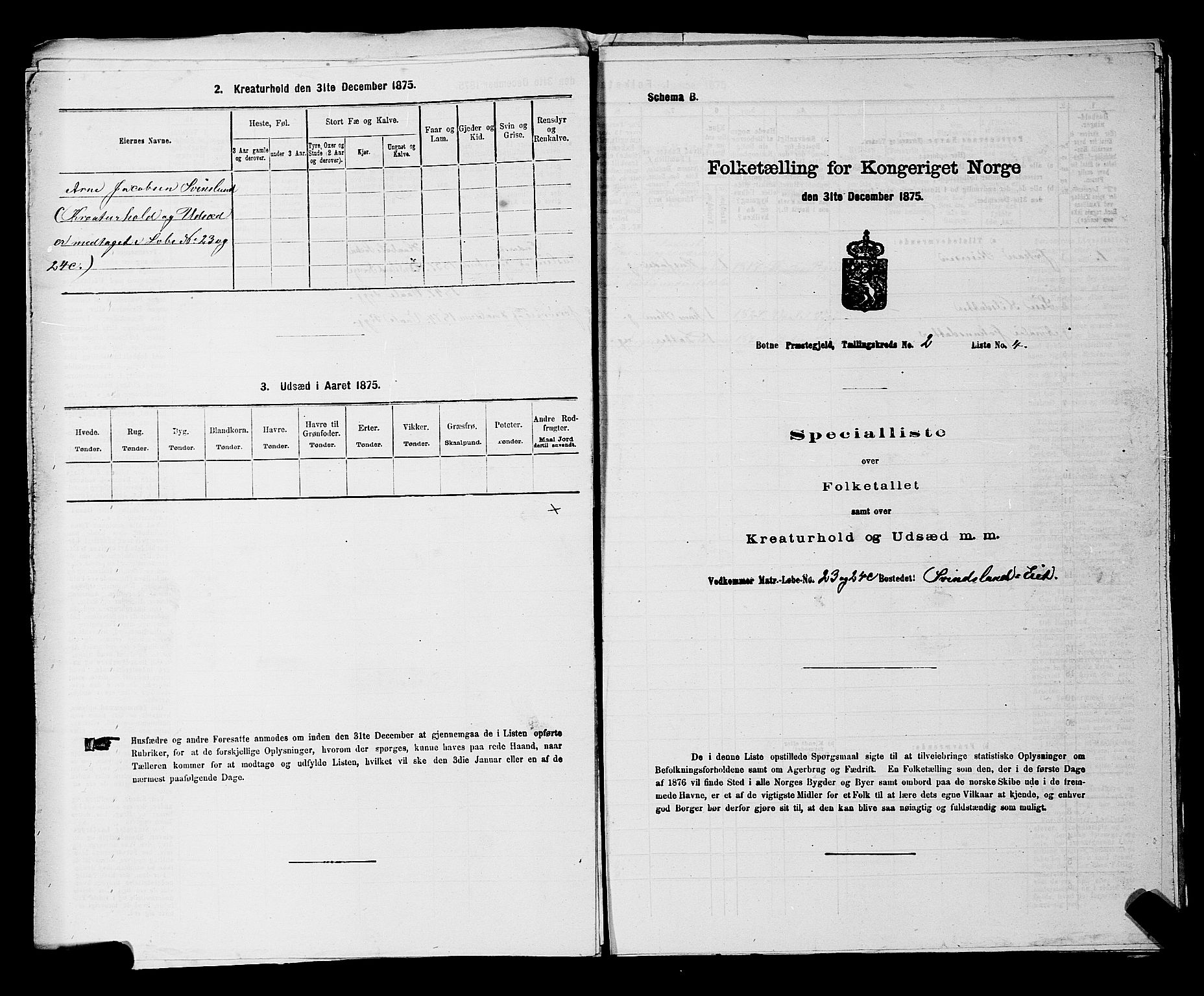 SAKO, 1875 census for 0715P Botne, 1875, p. 166