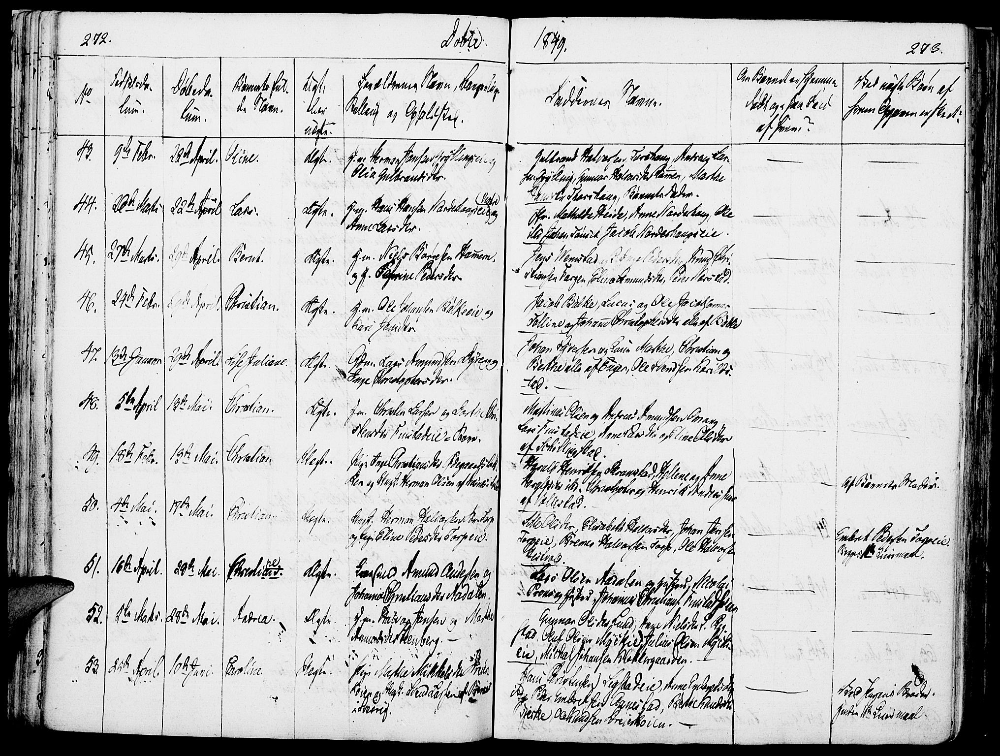 Løten prestekontor, SAH/PREST-022/K/Ka/L0006: Parish register (official) no. 6, 1832-1849, p. 272-273
