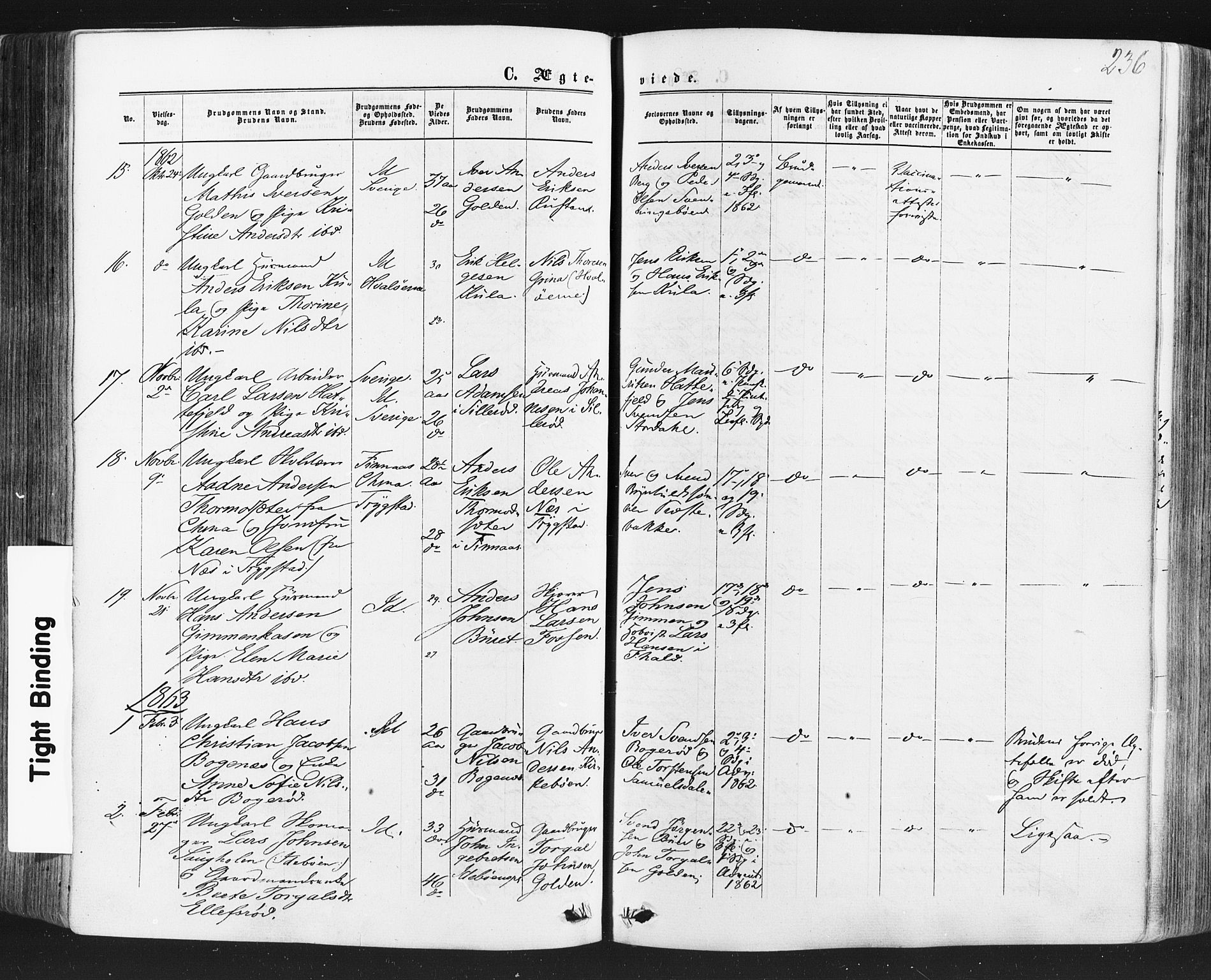 Idd prestekontor Kirkebøker, SAO/A-10911/F/Fc/L0005: Parish register (official) no. III 5, 1861-1877, p. 236