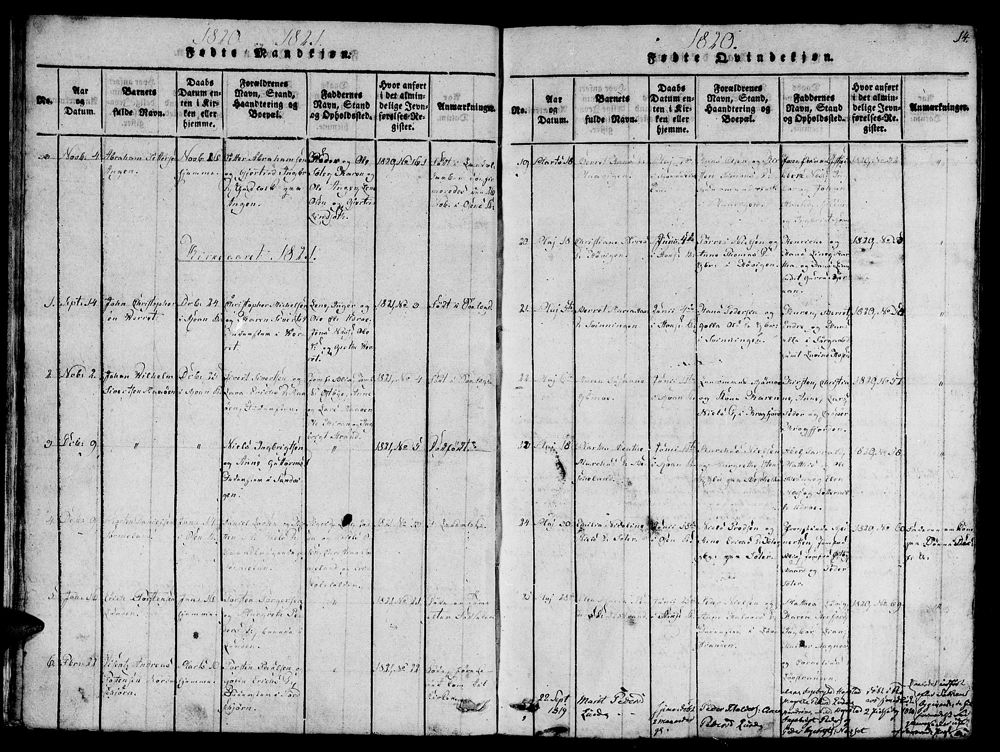 Ministerialprotokoller, klokkerbøker og fødselsregistre - Sør-Trøndelag, SAT/A-1456/657/L0702: Parish register (official) no. 657A03, 1818-1831, p. 14