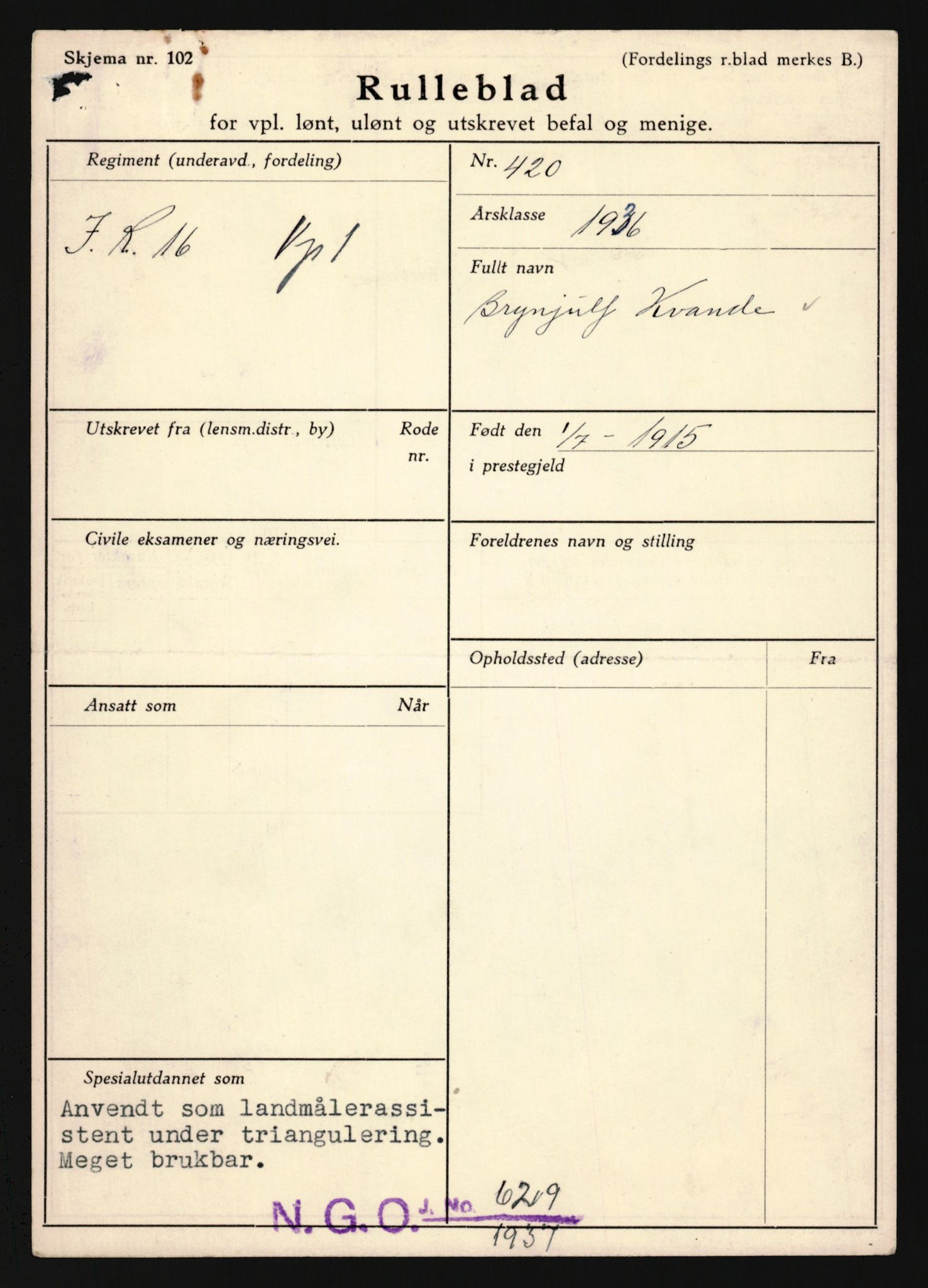 Forsvaret, Troms infanteriregiment nr. 16, AV/RA-RAFA-3146/P/Pa/L0020: Rulleblad for regimentets menige mannskaper, årsklasse 1936, 1936, p. 731