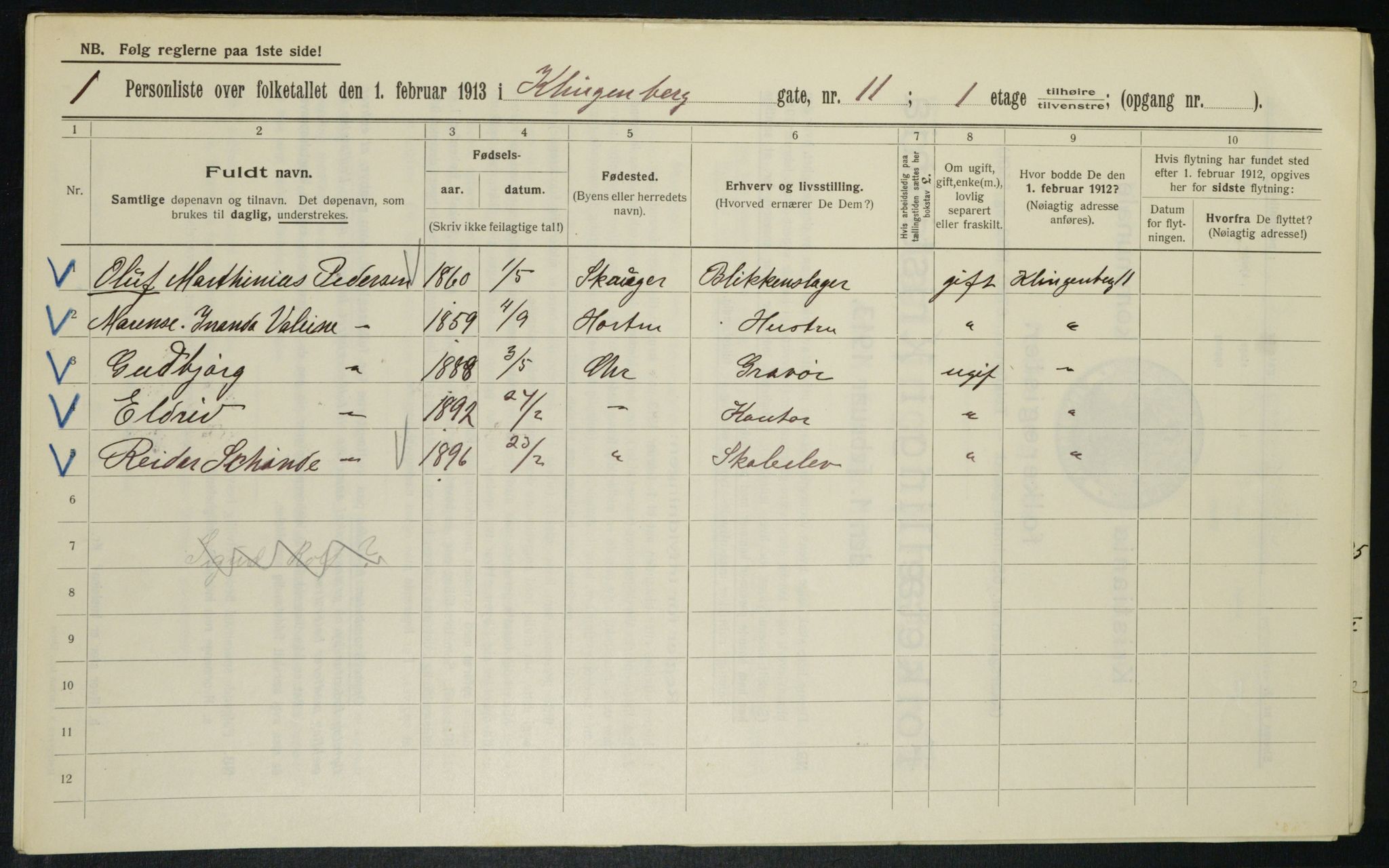 OBA, Municipal Census 1913 for Kristiania, 1913, p. 51610