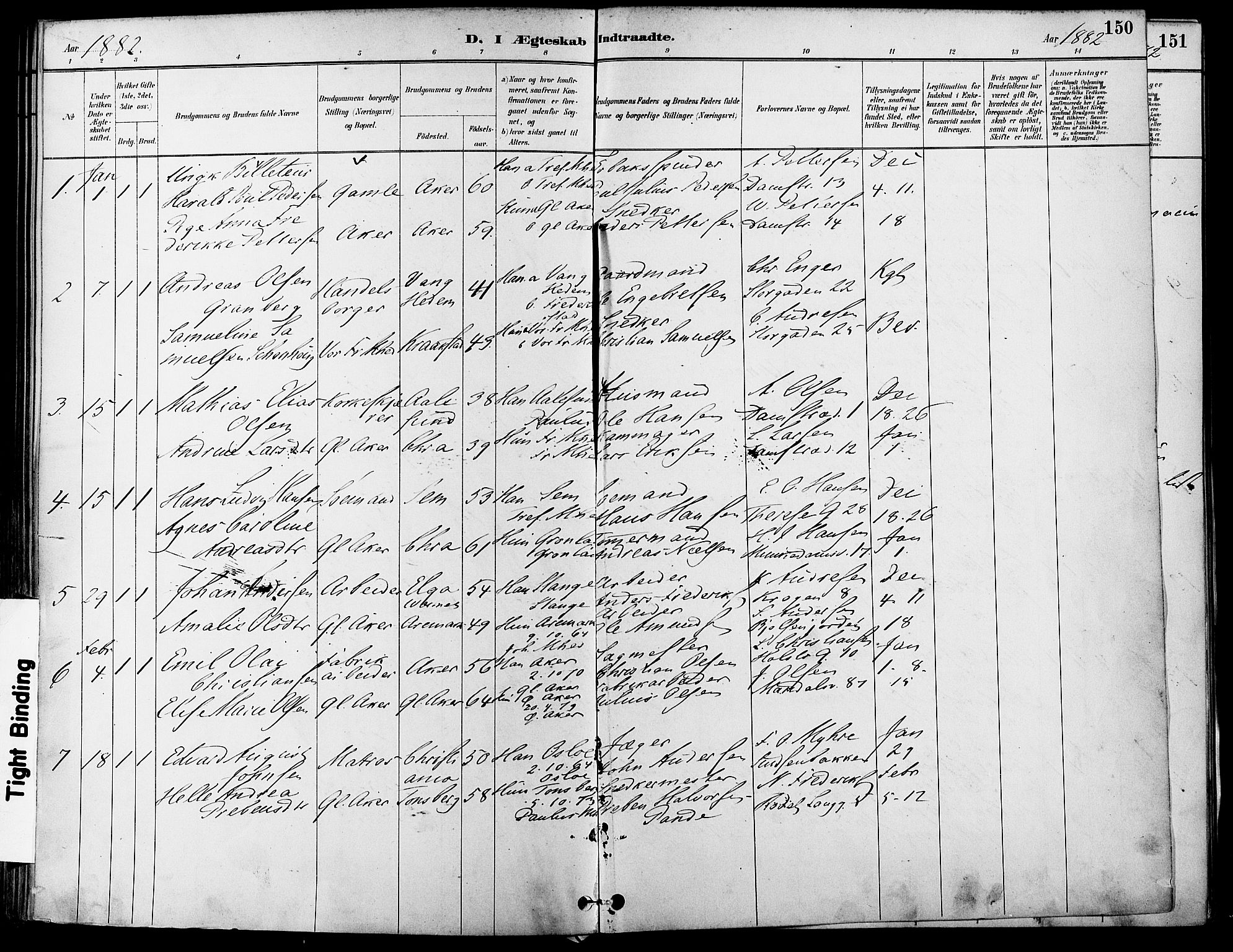 Gamle Aker prestekontor Kirkebøker, SAO/A-10617a/F/L0007: Parish register (official) no. 7, 1882-1890, p. 150