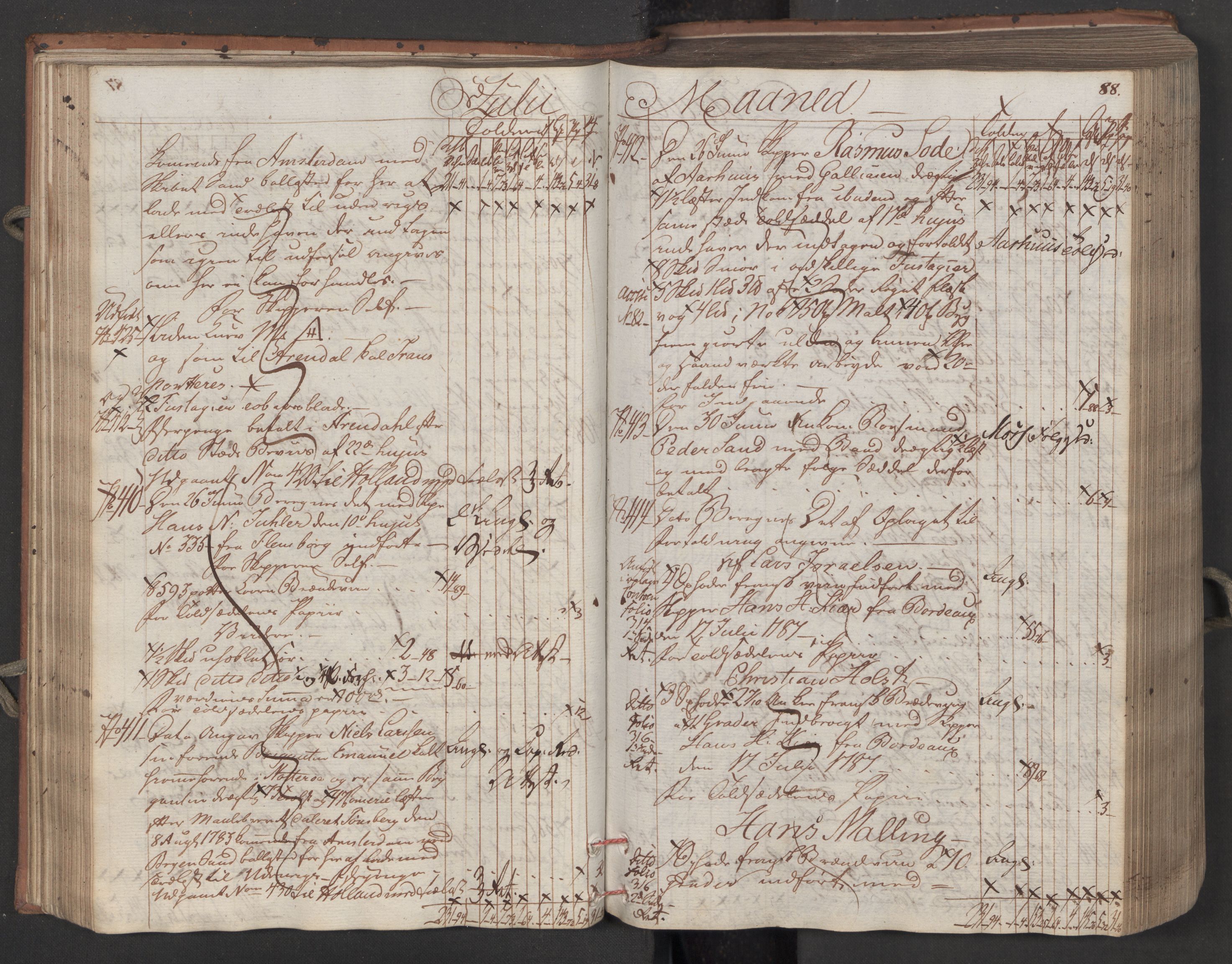 Generaltollkammeret, tollregnskaper, RA/EA-5490/R08/L0158/0001: Tollregnskaper Drammen / Inngående tollbok, 1790, p. 88
