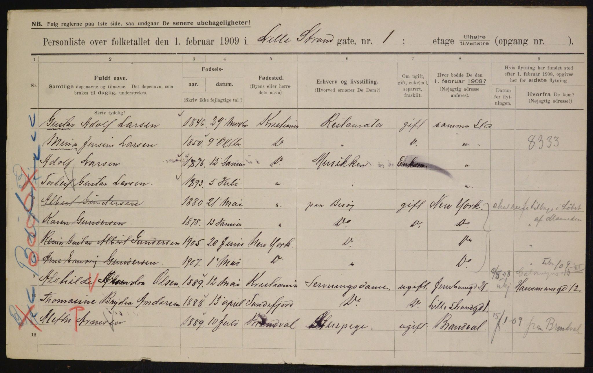 OBA, Municipal Census 1909 for Kristiania, 1909, p. 93774