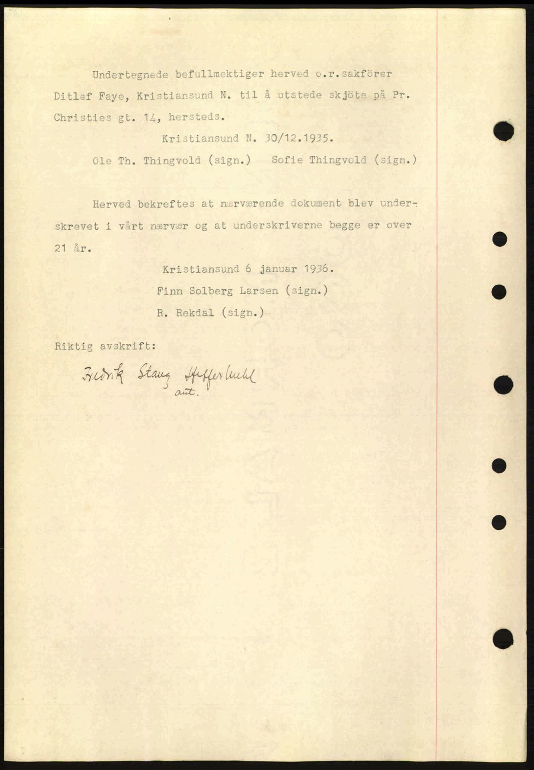 Kristiansund byfogd, AV/SAT-A-4587/A/27: Mortgage book no. 30, 1936-1941, Diary no: : 300/1936