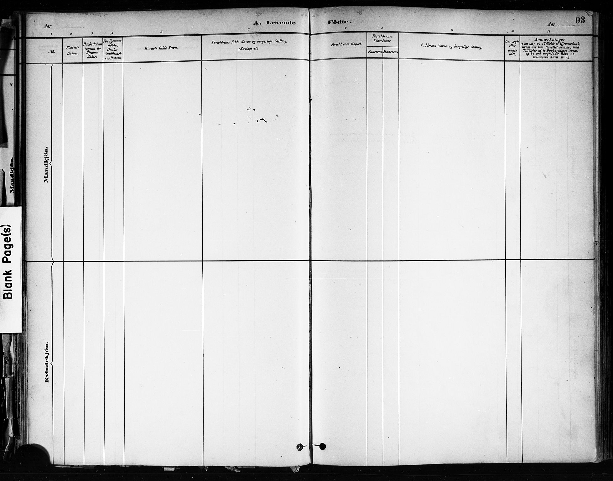 Brevik kirkebøker, AV/SAKO-A-255/F/Fa/L0007: Parish register (official) no. 7, 1882-1900, p. 93