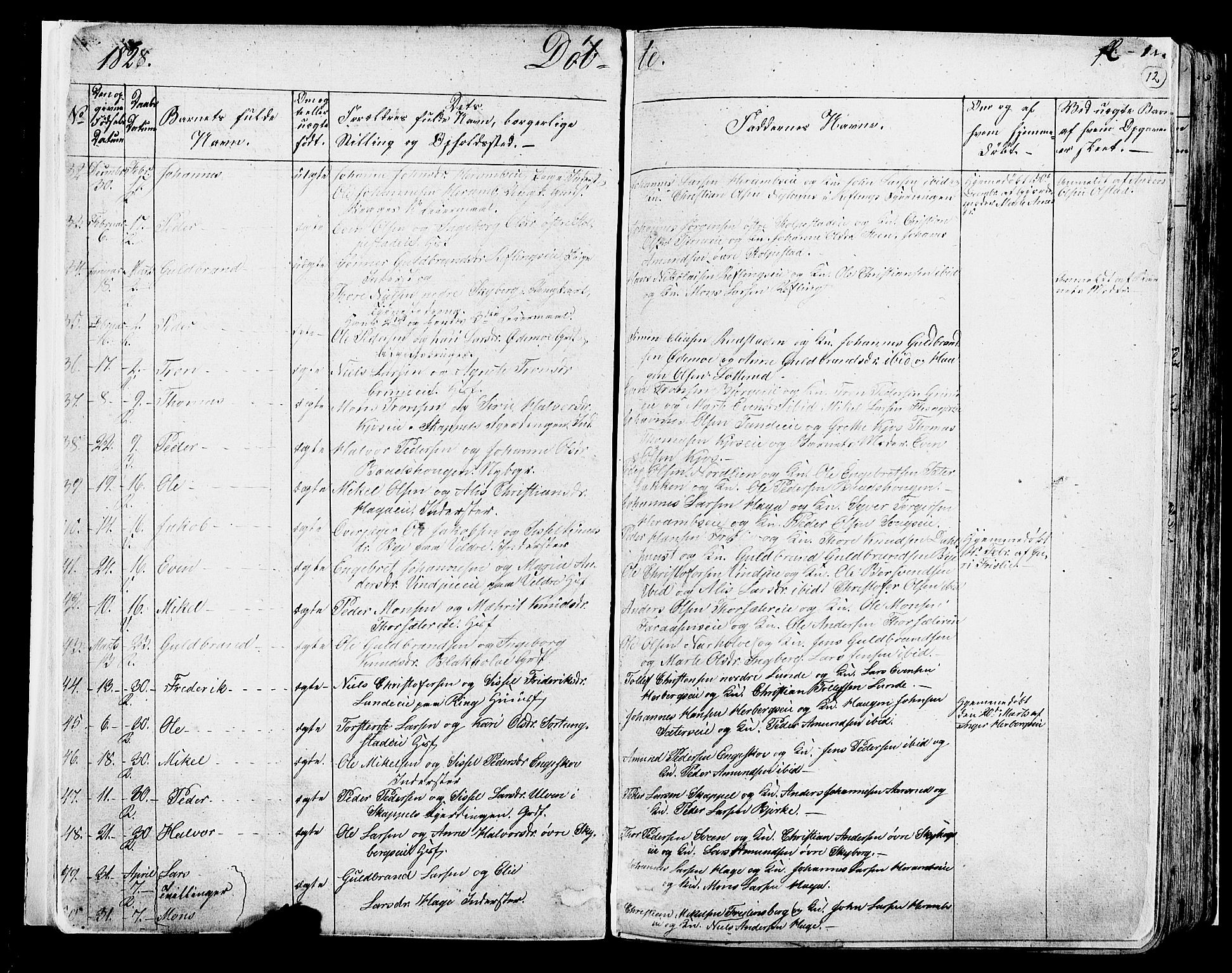 Ringsaker prestekontor, AV/SAH-PREST-014/K/Ka/L0007: Parish register (official) no. 7A, 1826-1837, p. 12