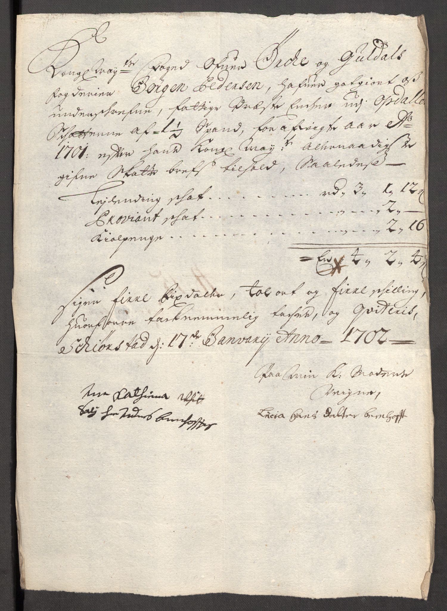 Rentekammeret inntil 1814, Reviderte regnskaper, Fogderegnskap, RA/EA-4092/R60/L3951: Fogderegnskap Orkdal og Gauldal, 1701, p. 158