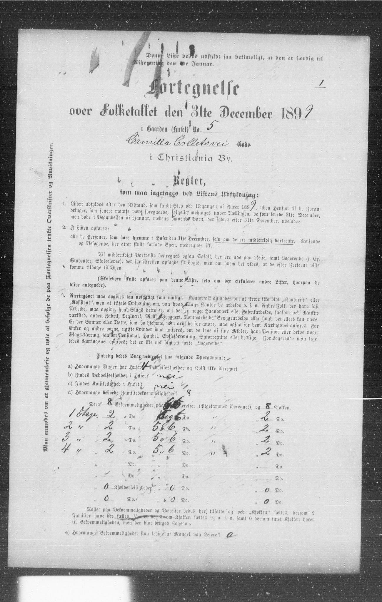 OBA, Municipal Census 1899 for Kristiania, 1899, p. 1561