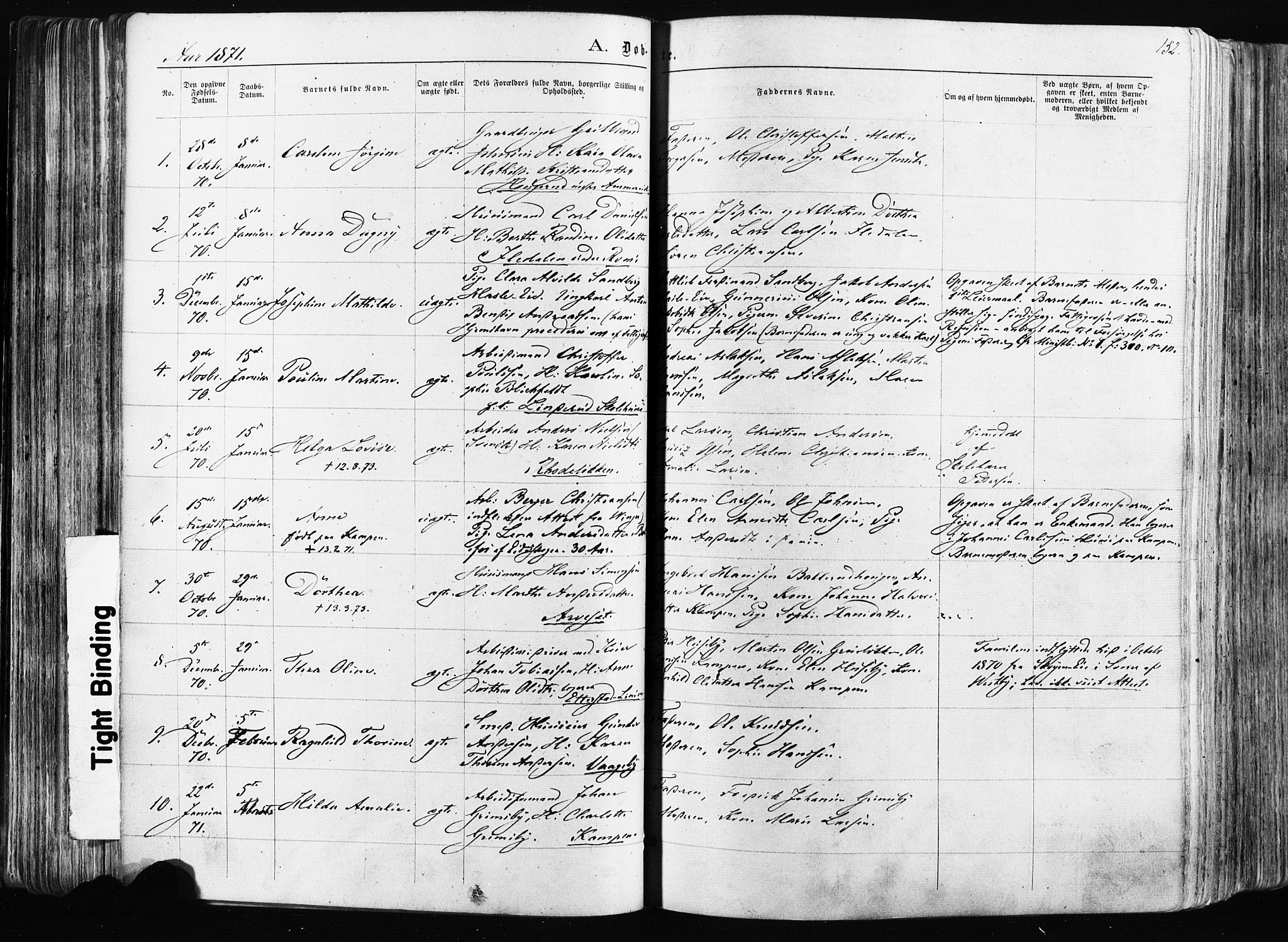 Østre Aker prestekontor Kirkebøker, AV/SAO-A-10840/F/Fa/L0003: Parish register (official) no. I 3, 1869-1875, p. 152