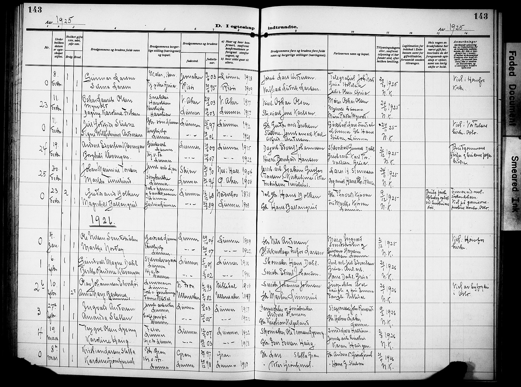Lunner prestekontor, SAH/PREST-118/H/Ha/Hab/L0002: Parish register (copy) no. 2, 1923-1933, p. 143