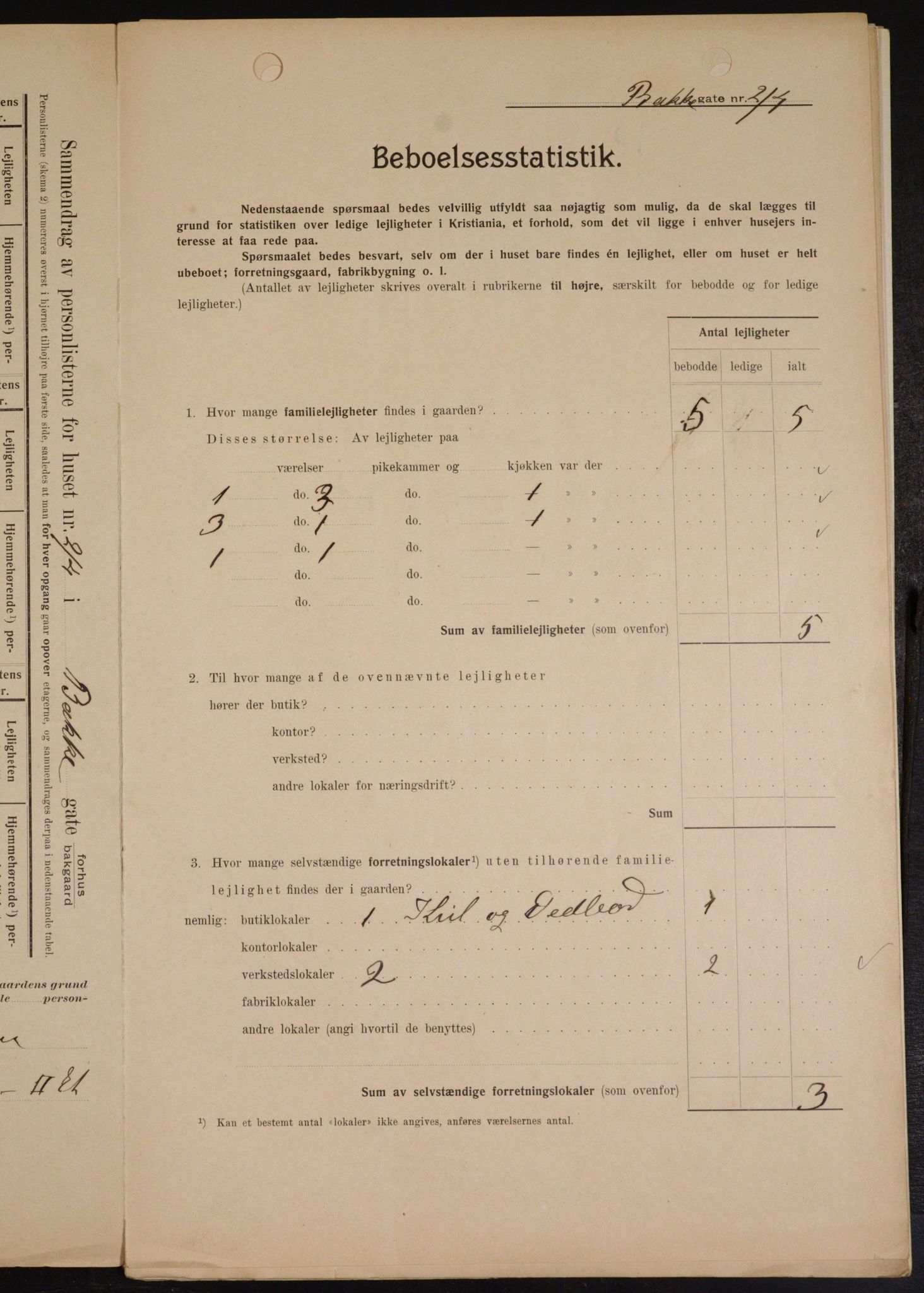 OBA, Municipal Census 1909 for Kristiania, 1909, p. 2470