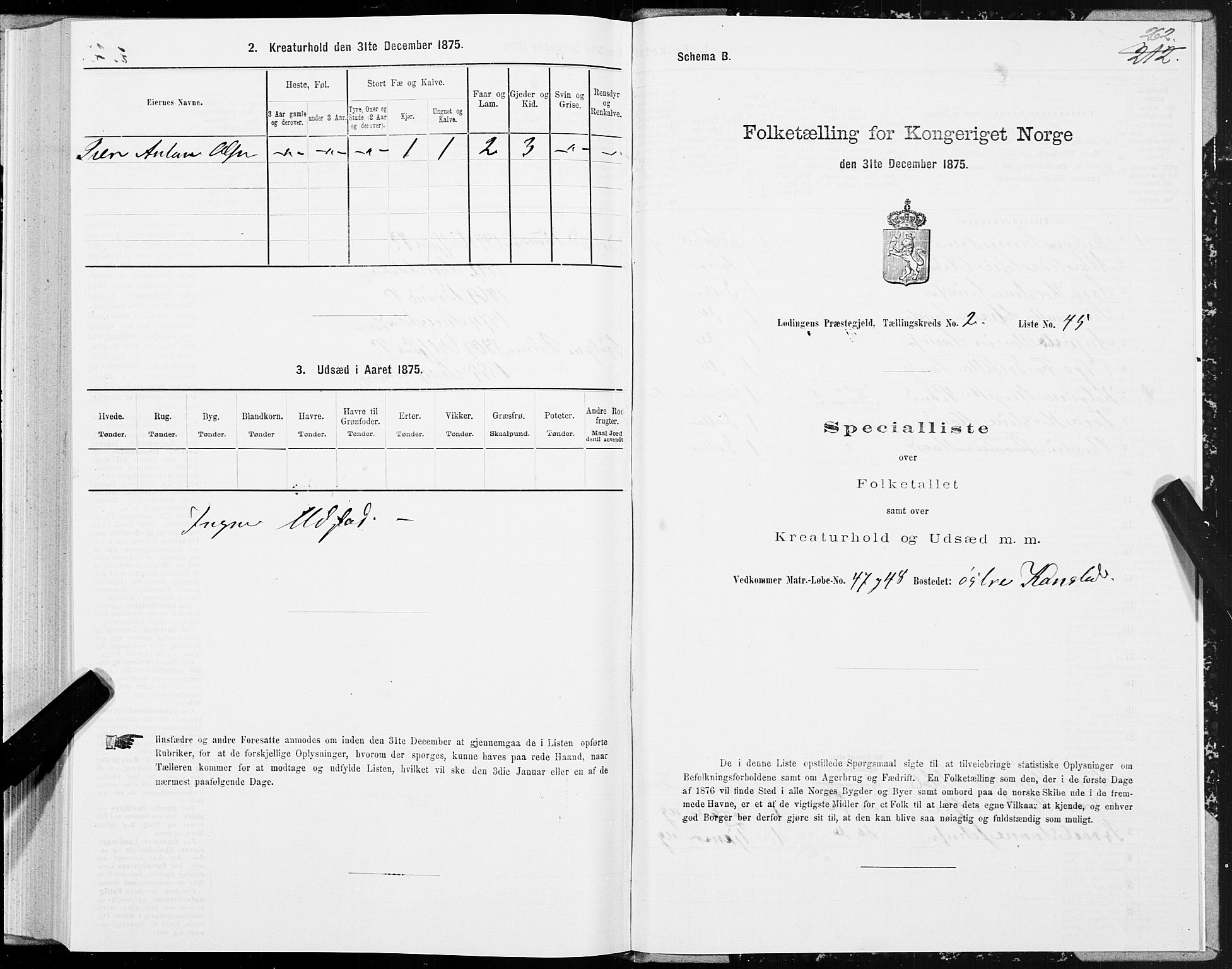 SAT, 1875 census for 1851P Lødingen, 1875, p. 1262