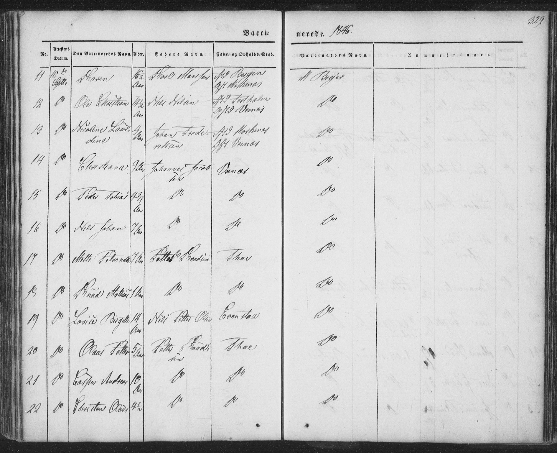 Ministerialprotokoller, klokkerbøker og fødselsregistre - Nordland, AV/SAT-A-1459/885/L1202: Parish register (official) no. 885A03, 1838-1859, p. 329