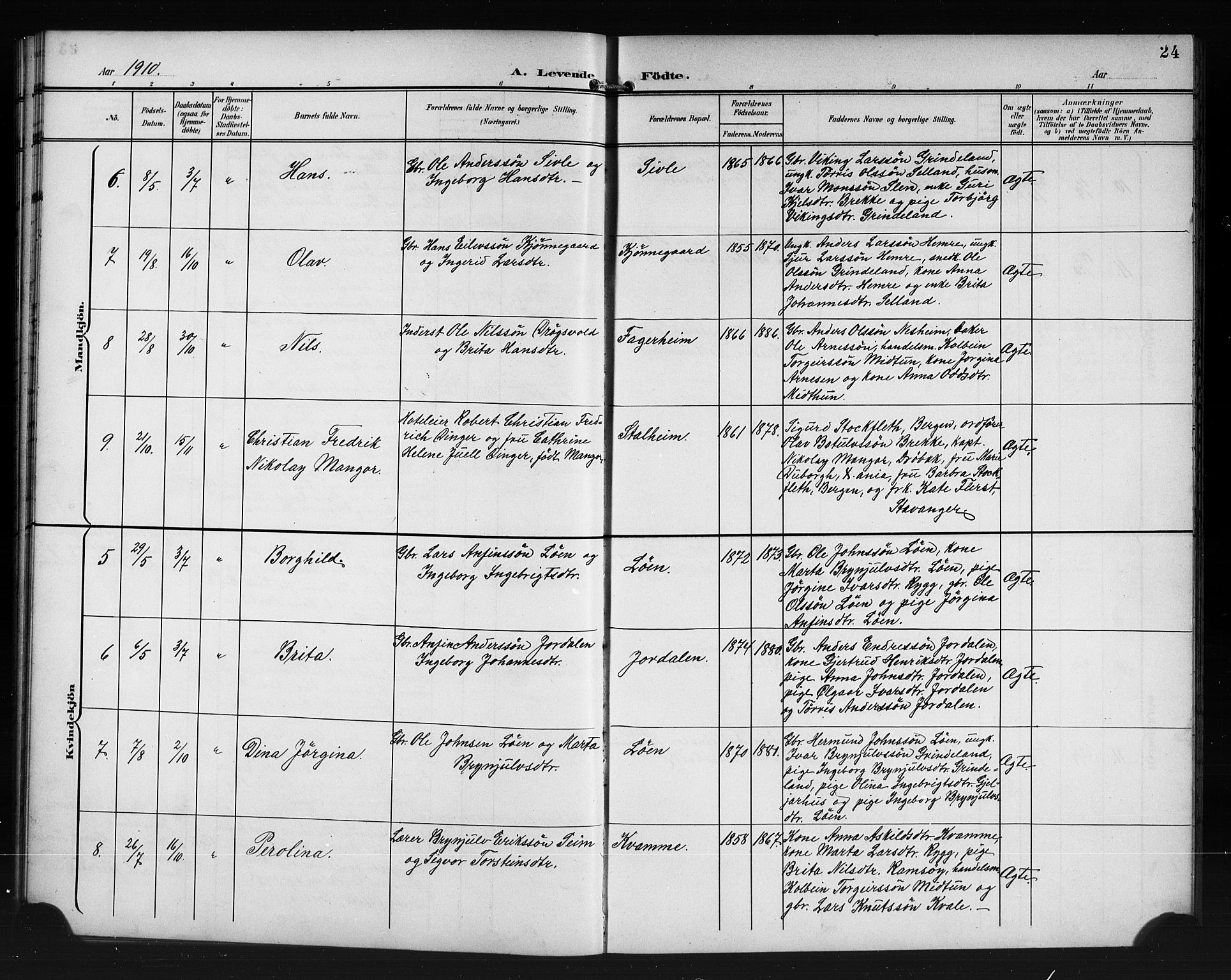 Vossestrand Sokneprestembete, AV/SAB-A-79101/H/Hab: Parish register (copy) no. A 3, 1900-1918, p. 24