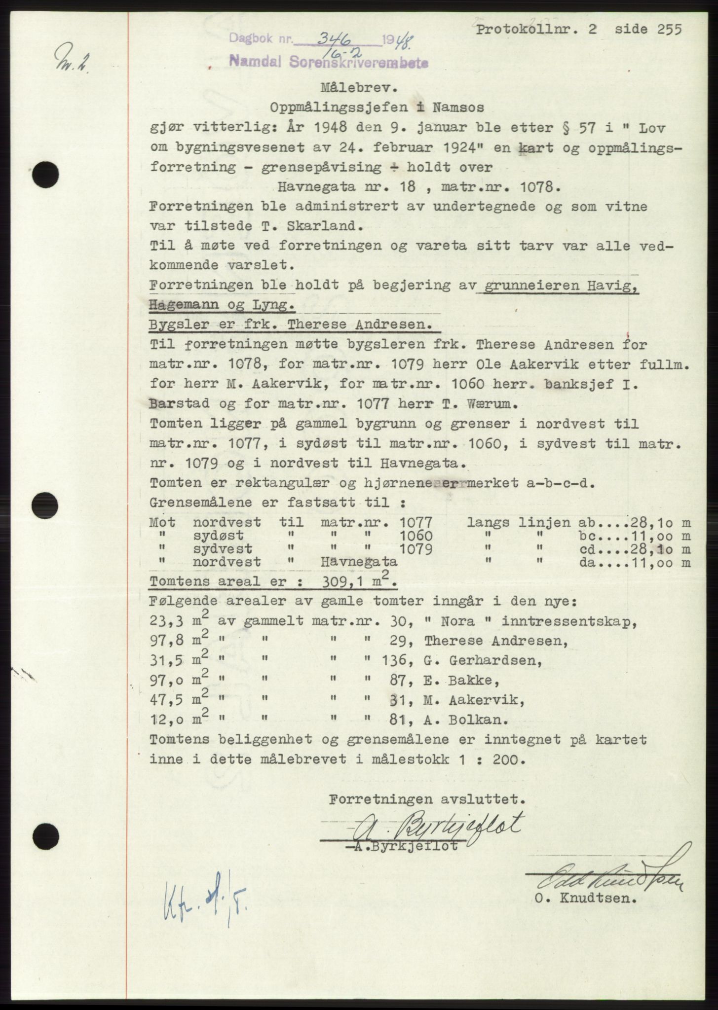 Namdal sorenskriveri, SAT/A-4133/1/2/2C: Mortgage book no. -, 1947-1948, Diary no: : 346/1948