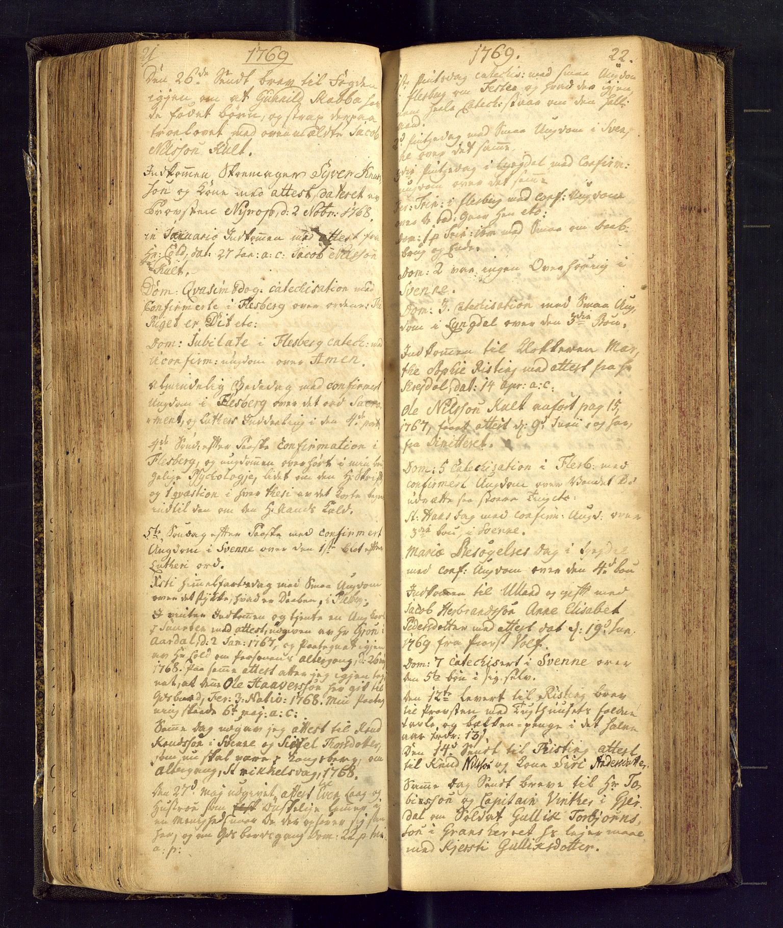 Flesberg kirkebøker, AV/SAKO-A-18/F/Fa/L0002: Parish register (official) no. I 2, 1726-1747, p. 21-22